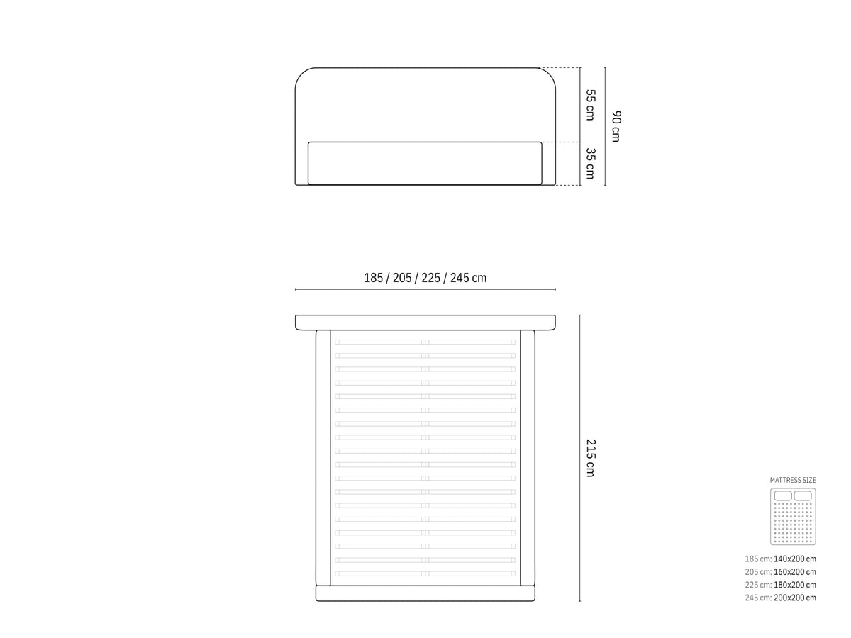 Elizabeth Bett mit Stauraum und Headboard 180cm in White-Babel präsentiert im Onlineshop von KAQTU Design AG. Bett ist von Micadoni