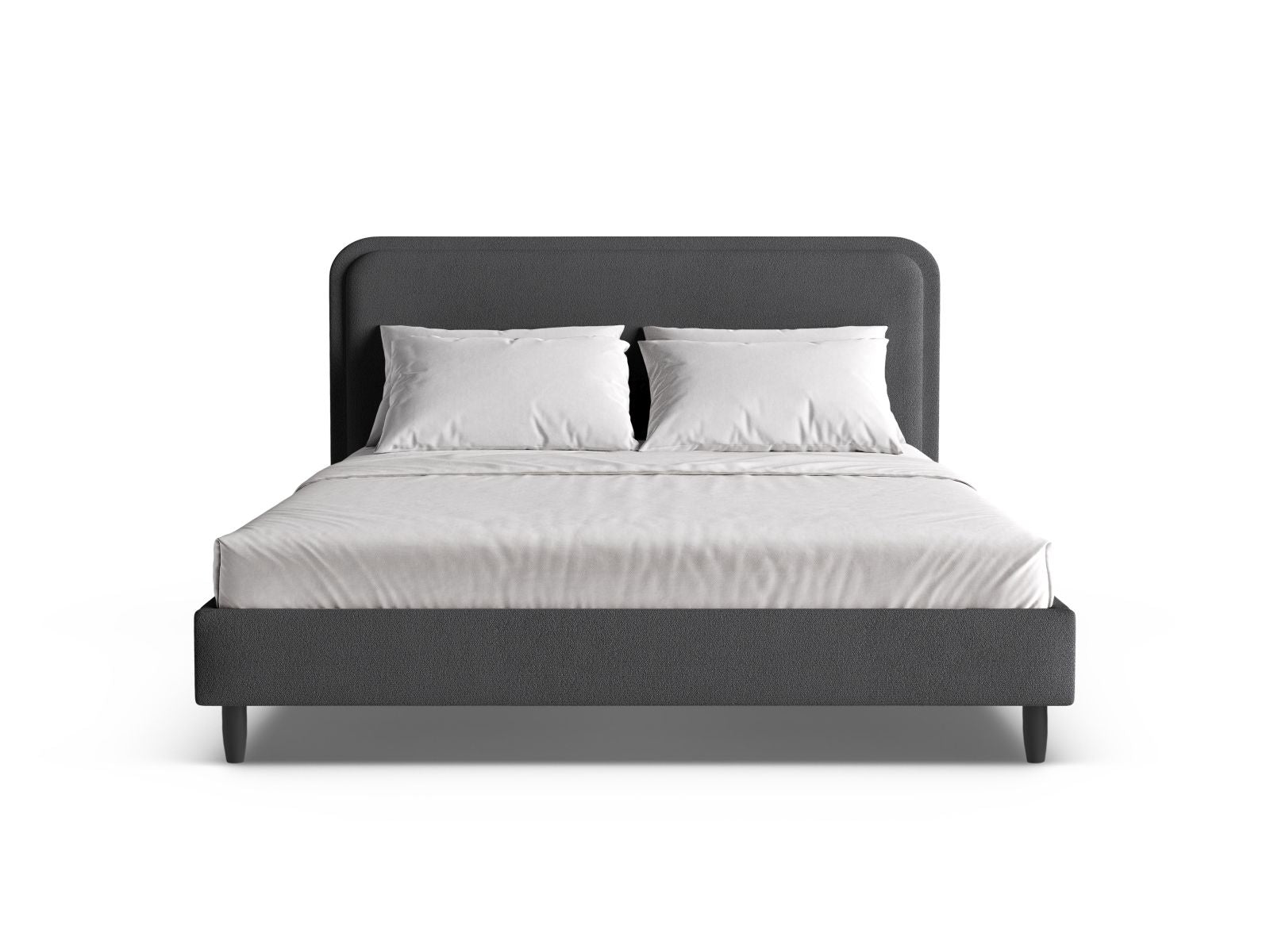 Elegantes Aveline Bett mit 200 cm Kopfteil in Dunkelgrau, stilvoll und modern, ideal für jedes Schlafzimmer.