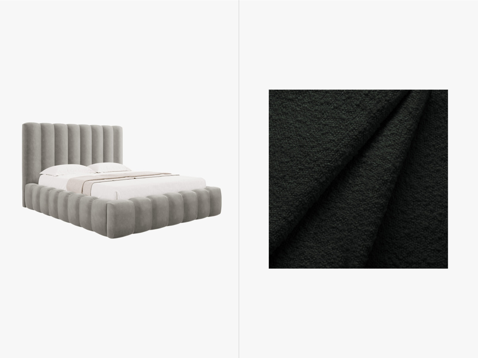 Entdecken Sie das stilvolle Kelp Velour Bett von Micadoni – perfekt für Ihr modernes Schlafzimmer, mit praktischem Stauraum und einem bequemen Kopfteil.