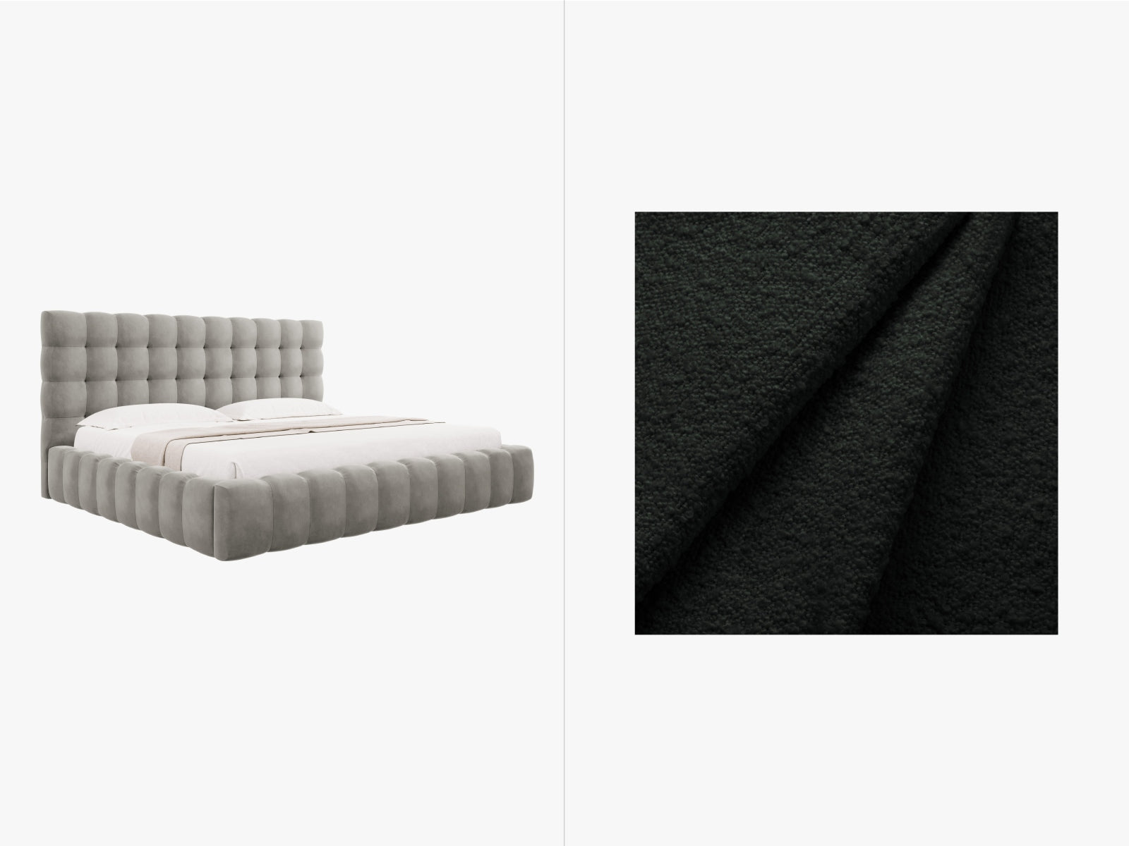 Mamaia Boucle Bett mit Stauraum und Headboard 225cm in Black/Schwarz präsentiert im Onlineshop von KAQTU Design AG. Bett ist von Micadoni