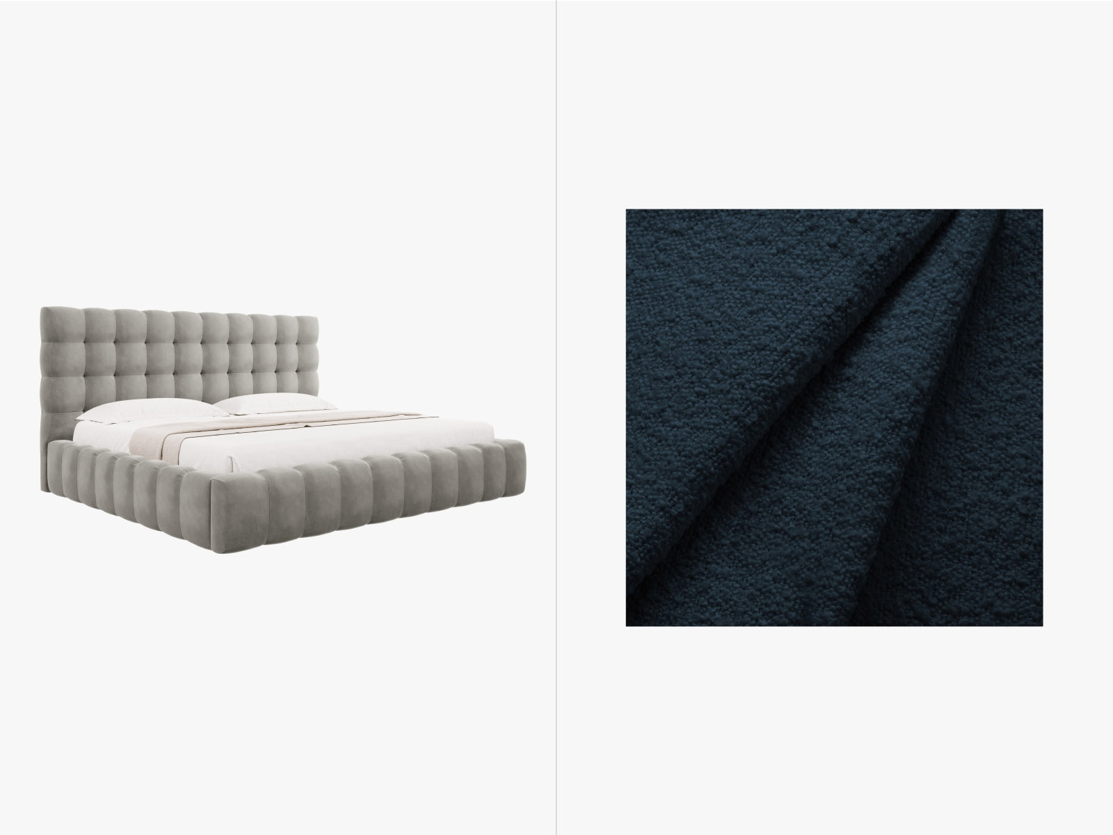 Mamaia Boucle Bett mit Stauraum und Headboard 200cm in Dark Blue/Schwarz-Baloo präsentiert im Onlineshop von KAQTU Design AG. Bett ist von Micadoni