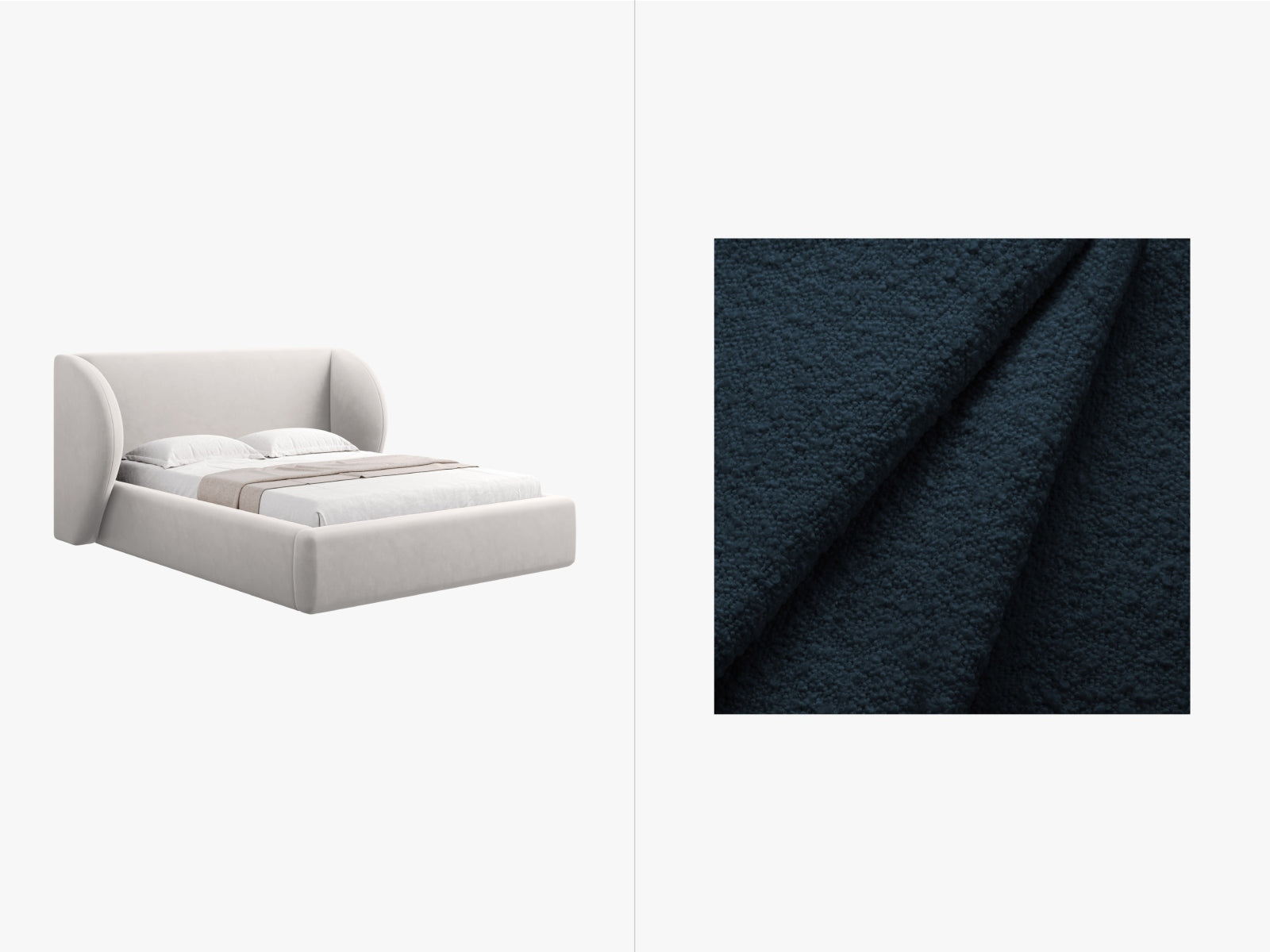 Miley Bett mit Stauraum und Headboard 247cm in Dark Blue präsentiert im Onlineshop von KAQTU Design AG. Bett ist von Micadoni