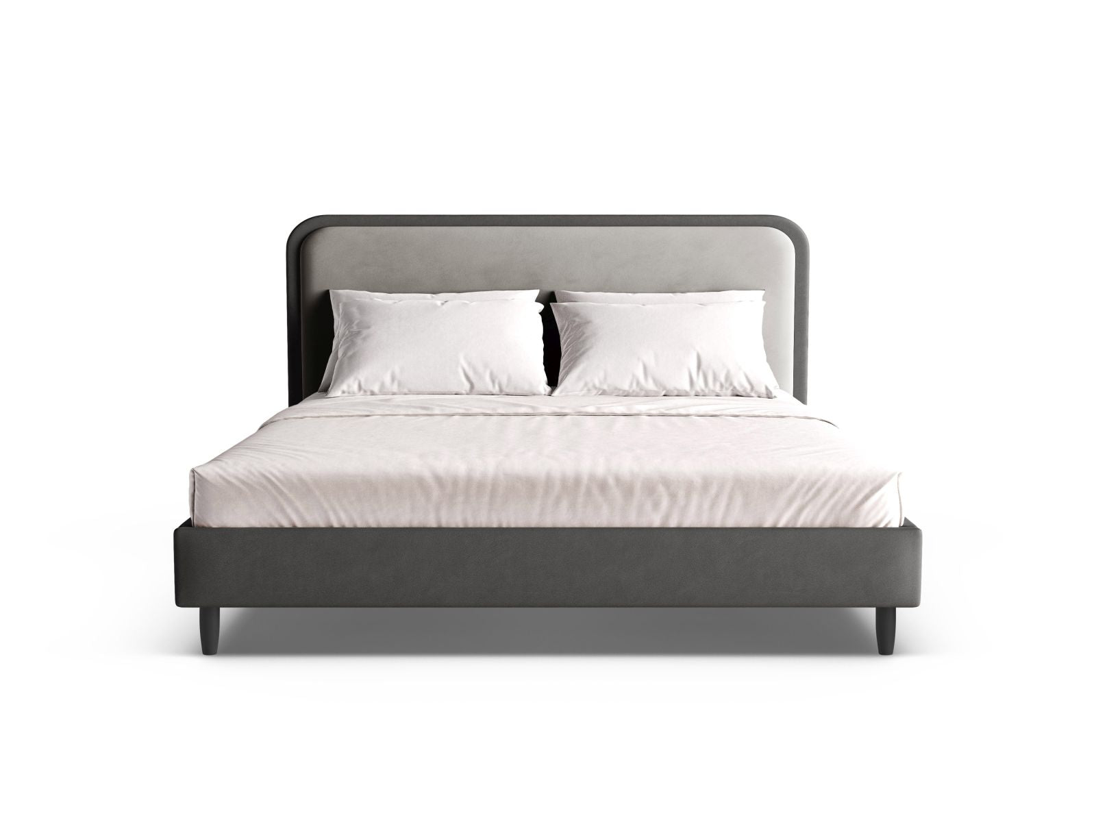 Elegantes Aveline Bett mit 200 cm Kopfteil in dunklem Grau, gefertigt aus hochwertigem Magic Velvet von Micadoni.