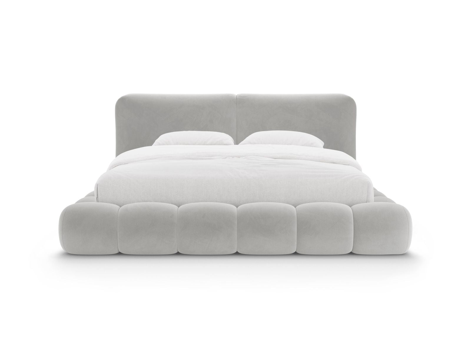 Elegantes Solange Bett mit 200 cm Kopfteil und praktischem Stauraum in Light Grey-Magic Velvet, ideal für stilvolle Schlafzimmer.