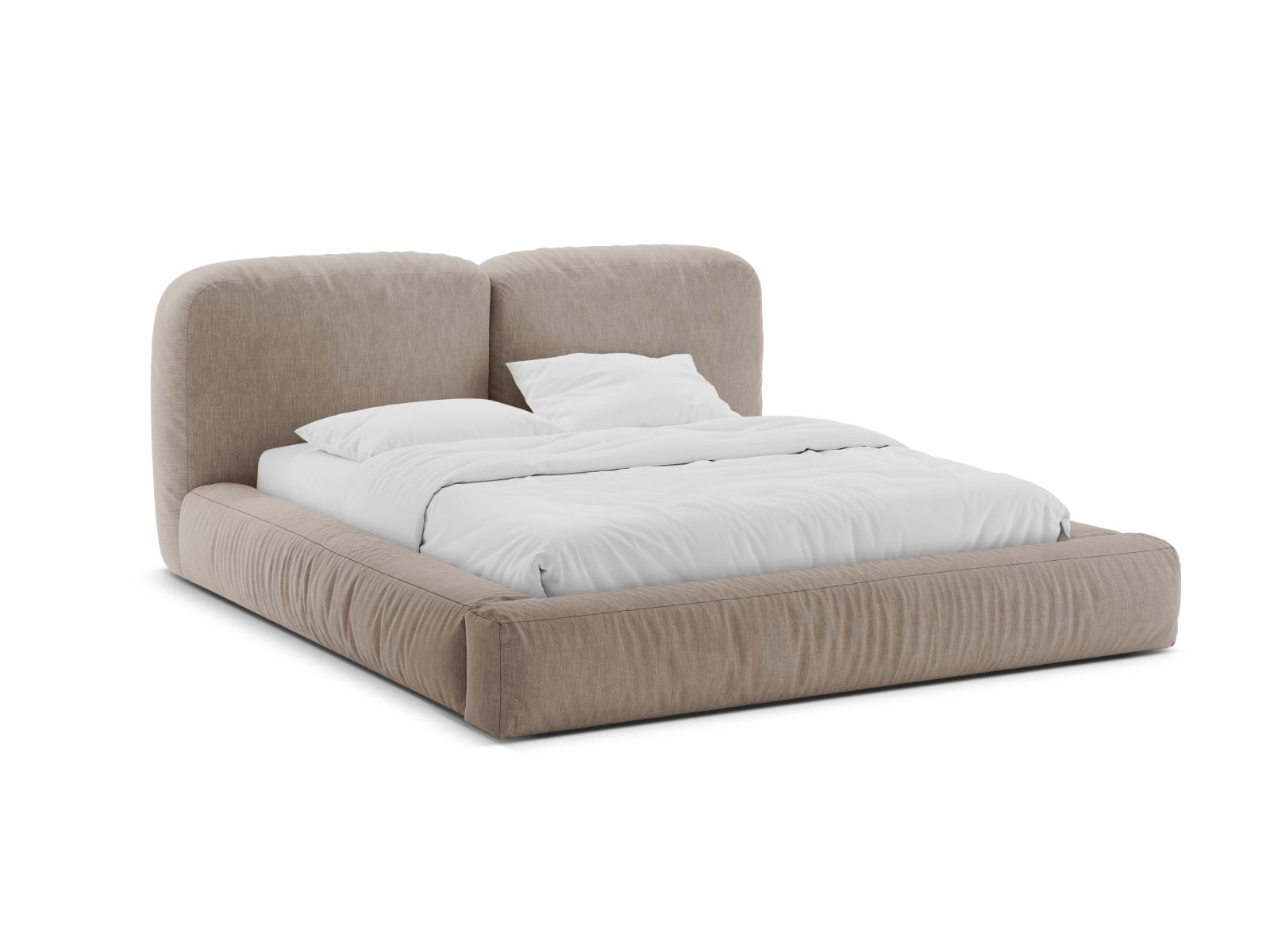 Martina Bett mit Stauraum mit Kopfteil 200cm in Dark Beige-Boston präsentiert im Onlineshop von KAQTU Design AG. Bett ist von Micadoni