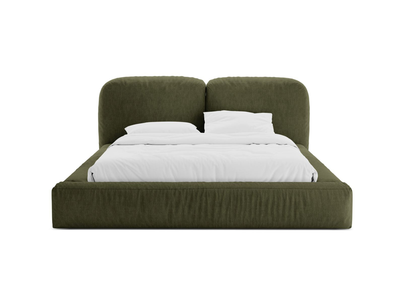 Elegantes Martina Bett mit 200 cm Breite, Stauraum und stilvollem Kopfteil in Green-Boston, ideal für modernes Wohnen.