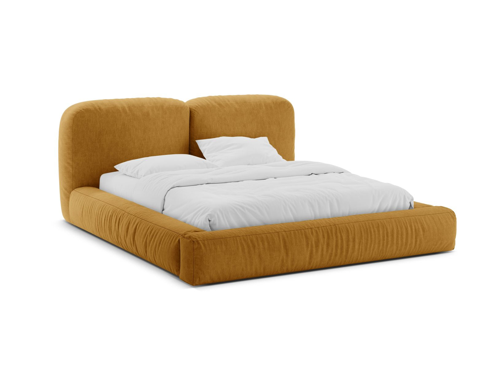 Martina Bett mit Stauraum mit Kopfteil 200cm in Mustard-Boston präsentiert im Onlineshop von KAQTU Design AG. Bett ist von Micadoni