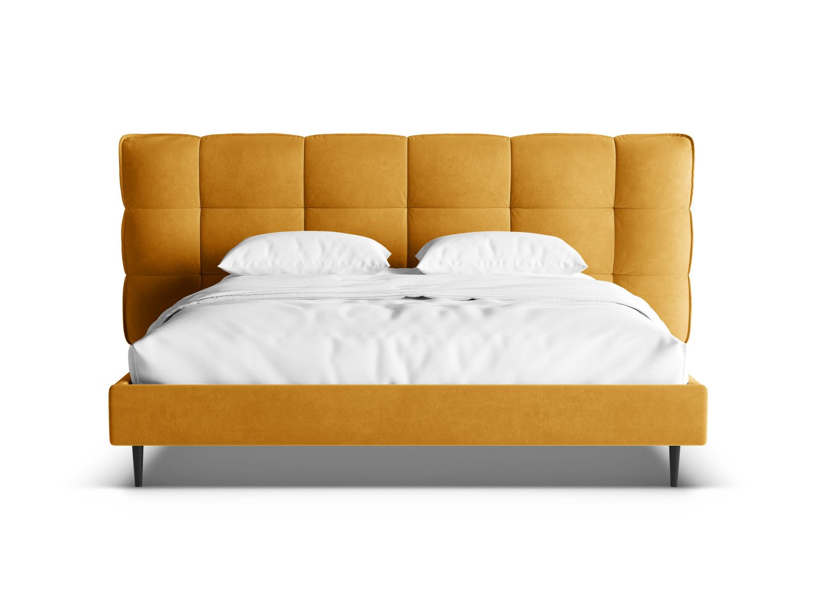 Modernes Eric Bett in 200 cm Breite, mit stilvollem Kopfteil und integriertem Stauraum für eine praktische und elegante Schlaflösung.