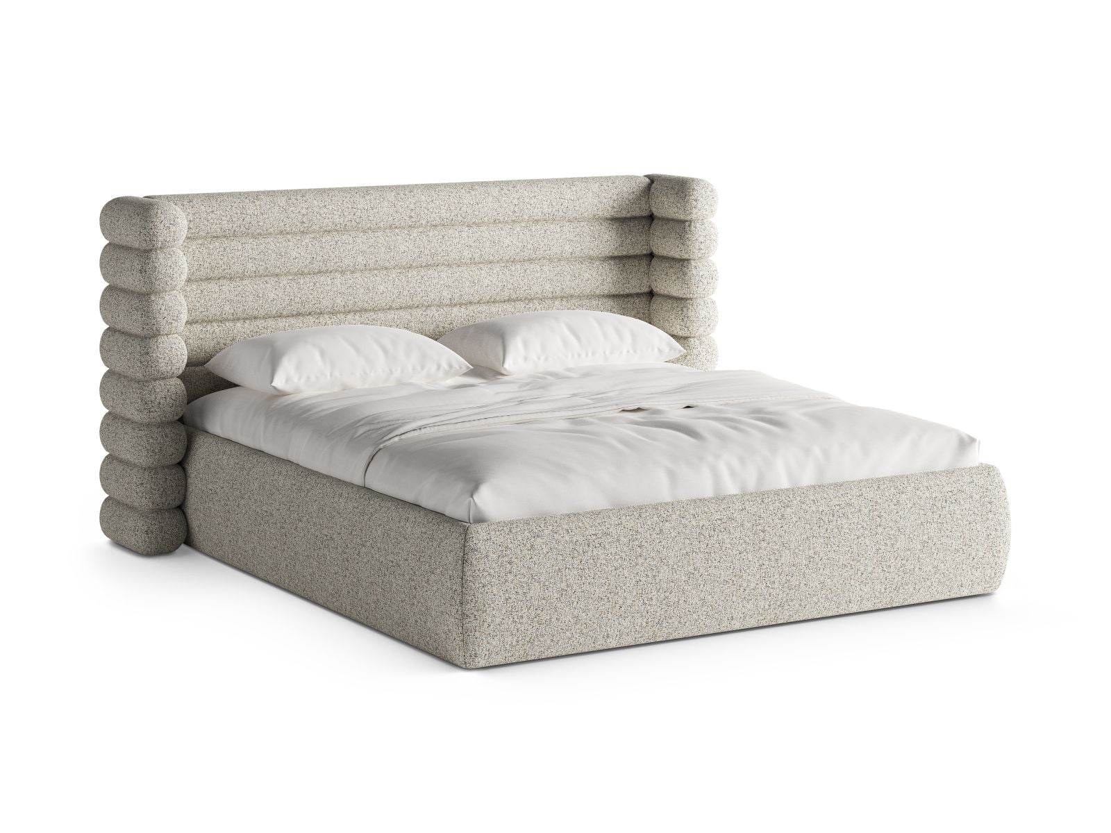 Mount Bett mit Stauraum mit Kopfteil 200cm in Beige Melange-Puente präsentiert im Onlineshop von KAQTU Design AG. Bett ist von Micadoni