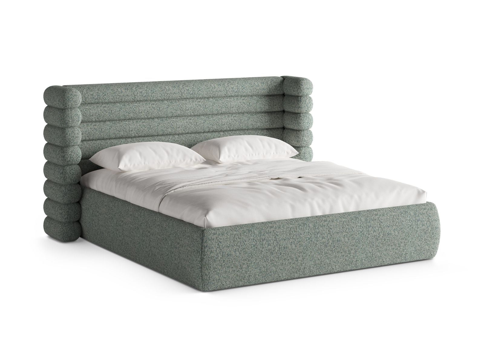 Mount Bett mit Stauraum mit Kopfteil 200cm in Moss Green Melange-Puente präsentiert im Onlineshop von KAQTU Design AG. Bett ist von Micadoni