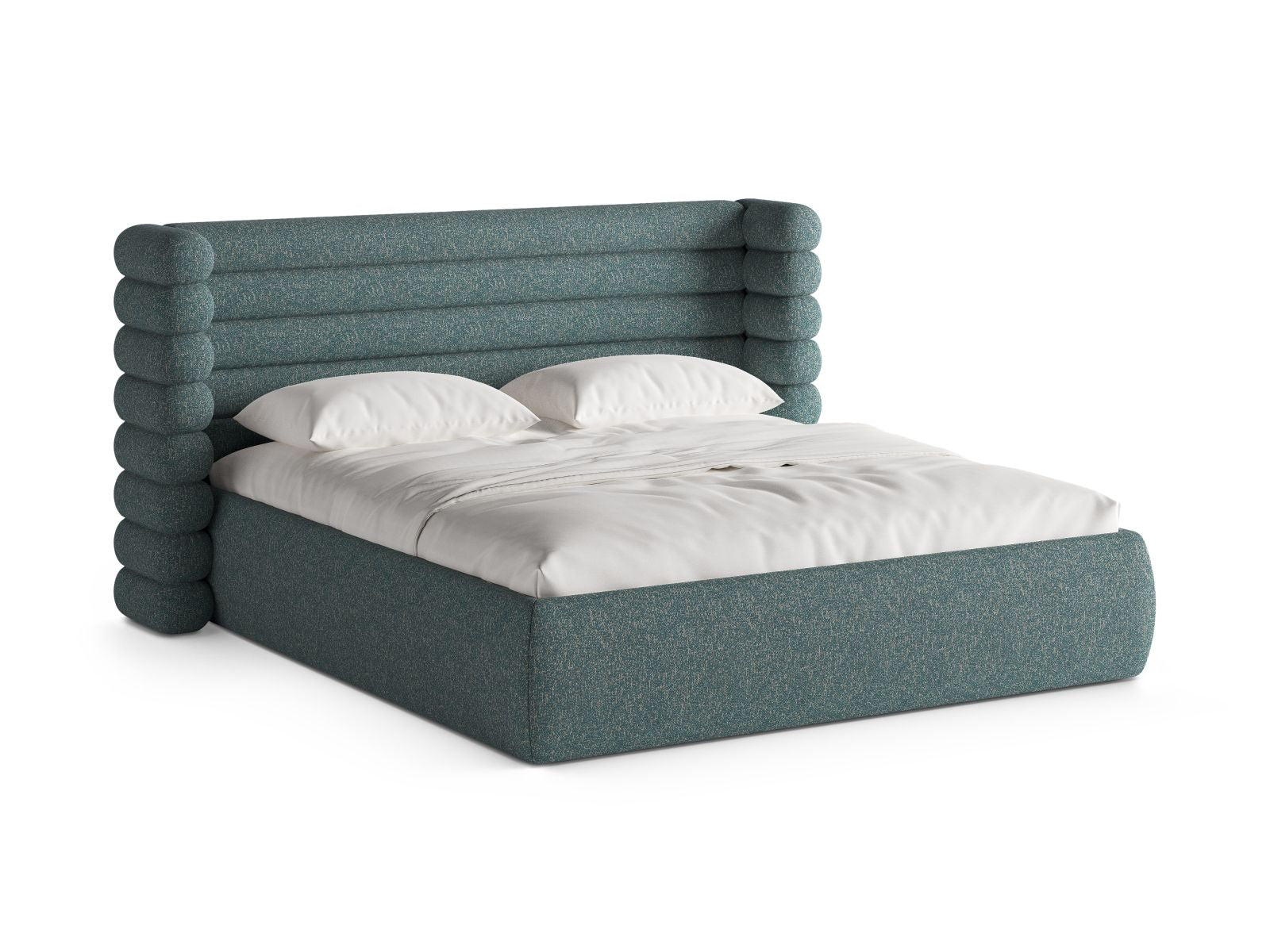 Mount Bett mit Stauraum mit Kopfteil 200cm in Blue Melange-Puente präsentiert im Onlineshop von KAQTU Design AG. Bett ist von Micadoni