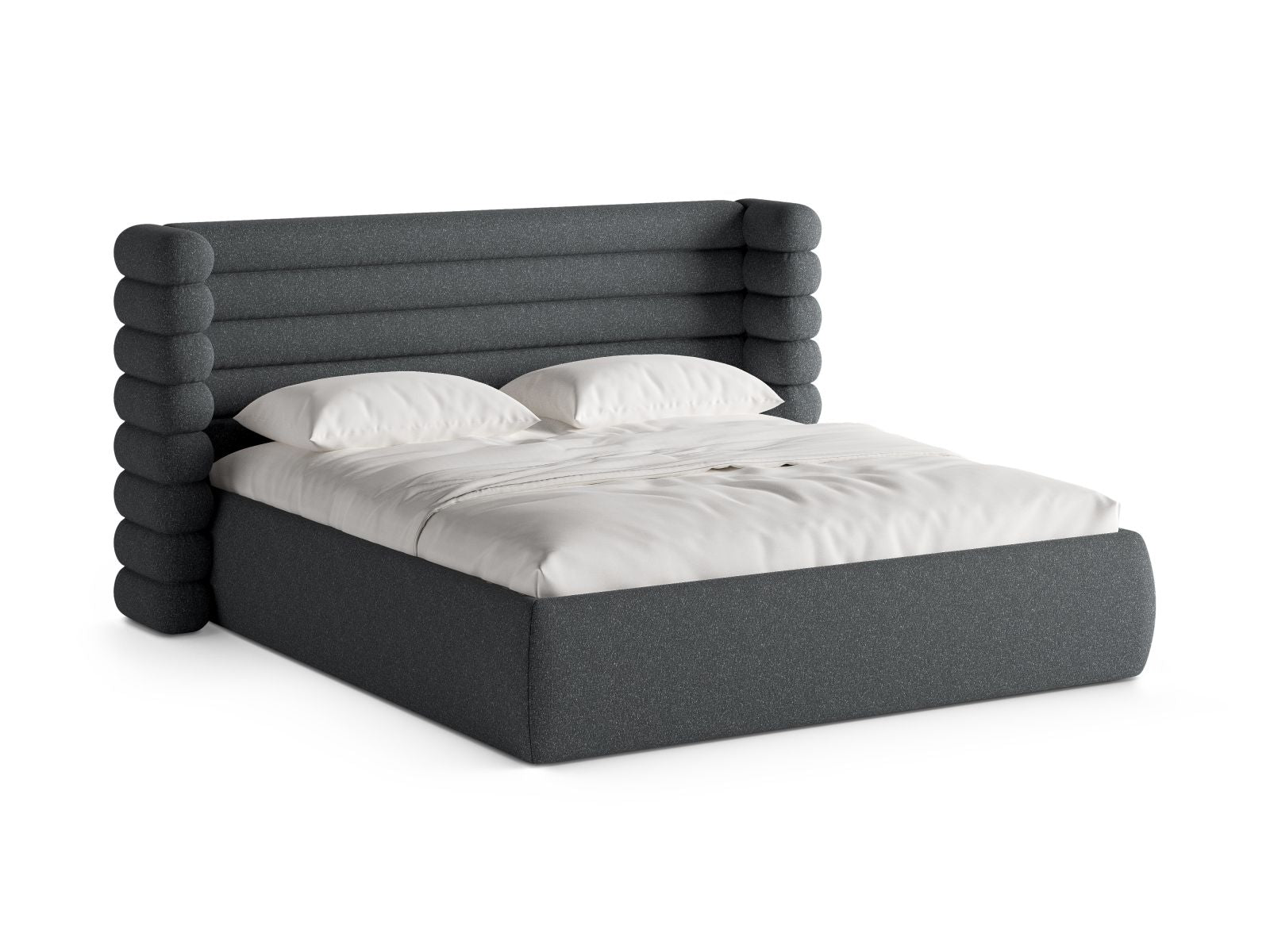 Mount Bett mit Stauraum mit Kopfteil 200cm in Dark Grey Melange-Puente präsentiert im Onlineshop von KAQTU Design AG. Bett ist von Micadoni