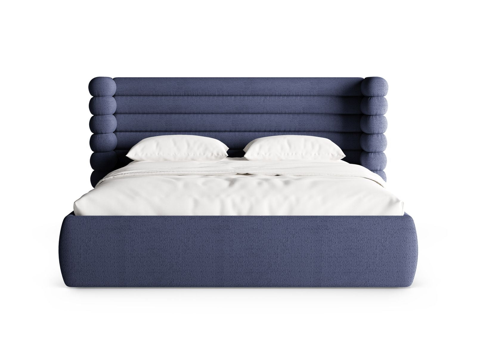Elegantes Mount Bett mit praktischem Stauraum und stilvollem Kopfteil in Navy Blue, ideal für modernes Wohnen.
