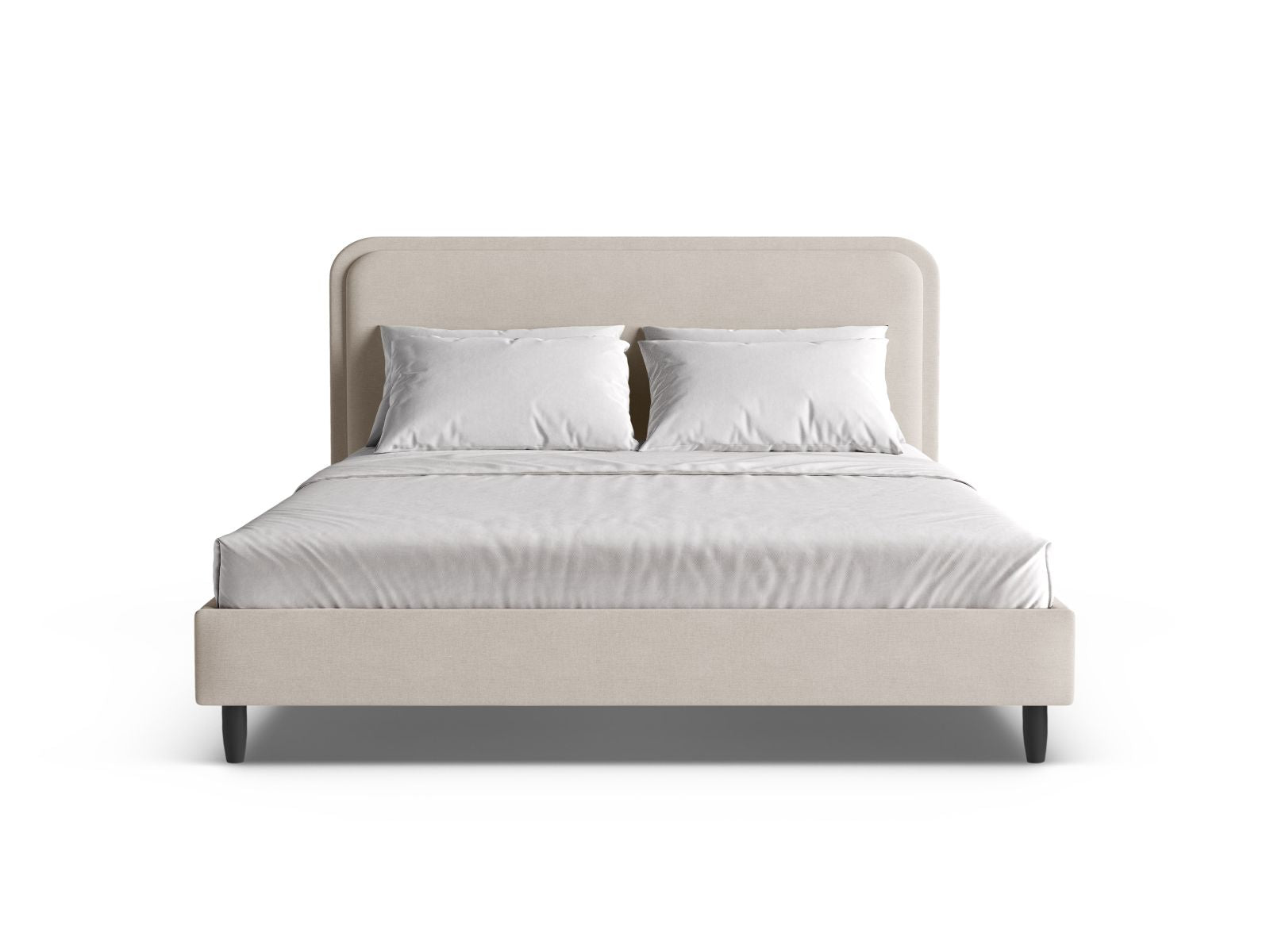 Elegantes Aveline Bett mit 200 cm Kopfteil in sanftem Light Beige, ideal für stilvolle Schlafzimmergestaltung.