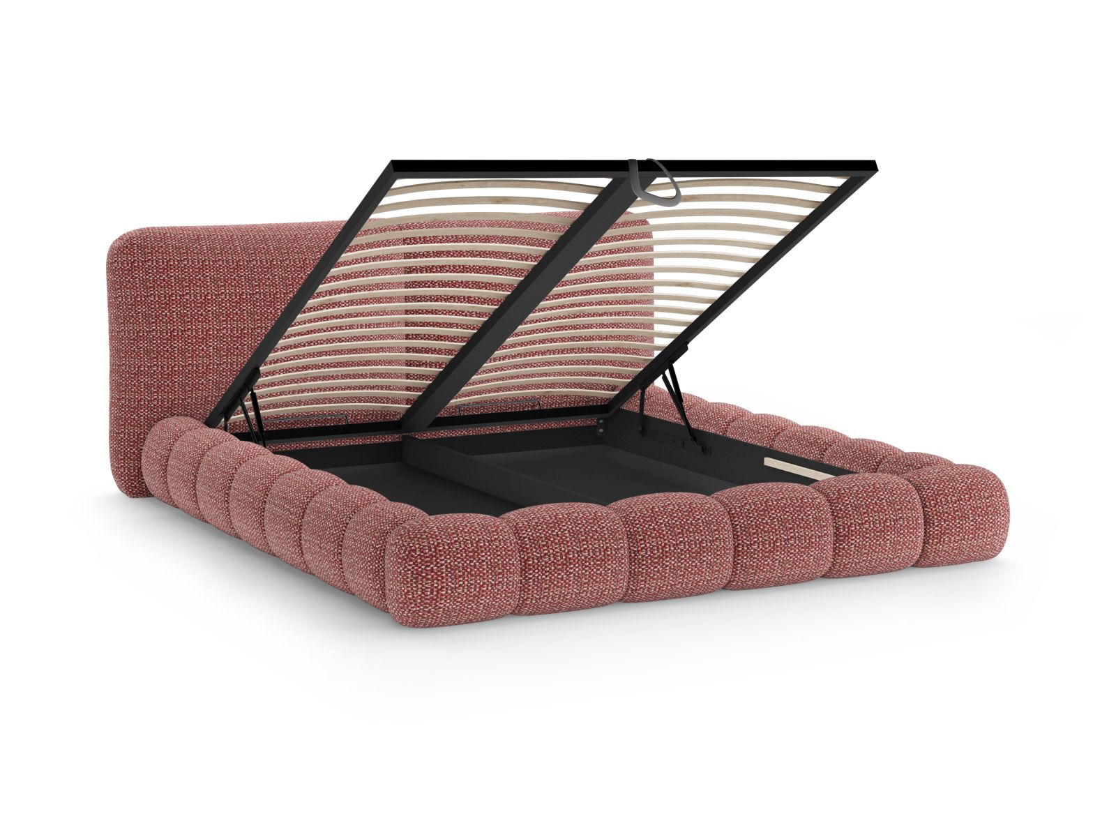 Stylisches Solange Bett mit integriertem Stauraum und ansprechendem Kopfteil, perfekt für zeitgemäße Schlafzimmergestaltung, 200 cm breit.