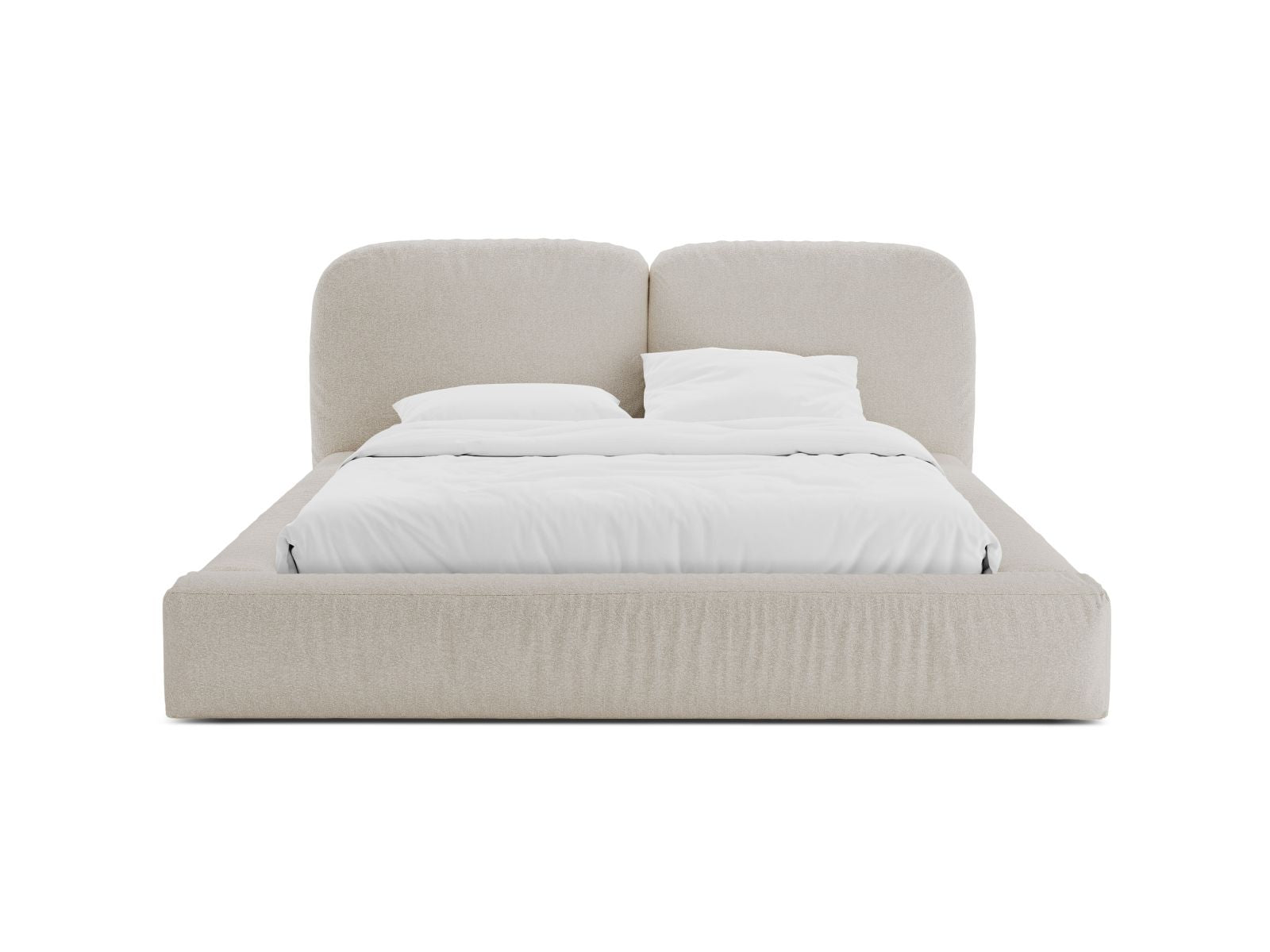 Elegantes Martina Bett mit praktischem Stauraum und stilvollem Kopfteil in Beige-Monet, ideal für modernes Wohnen.