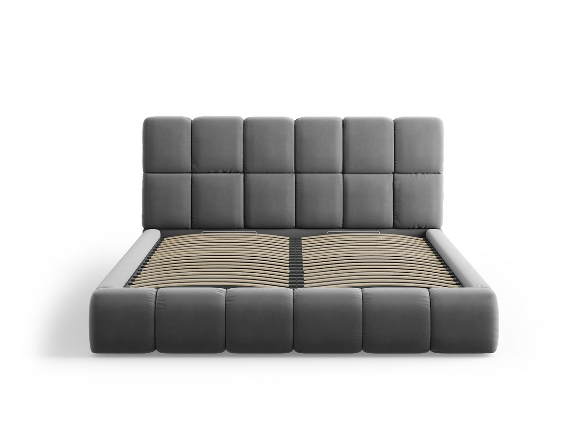 Bellis Bett mit Stauraum und Headboard 200cm in Grey-Bluvel präsentiert im Onlineshop von KAQTU Design AG. Bett ist von Micadoni