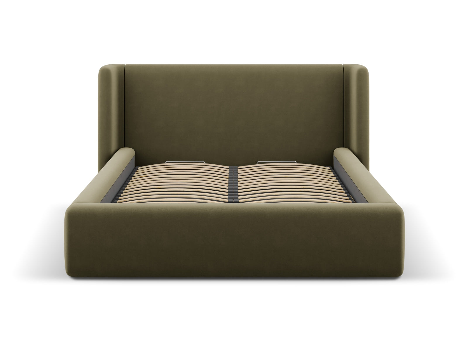 Jolene Velour Bett mit Stauraum und Headboard in Green-Bluvel präsentiert im Onlineshop von KAQTU Design AG. Bett ist von Micadoni