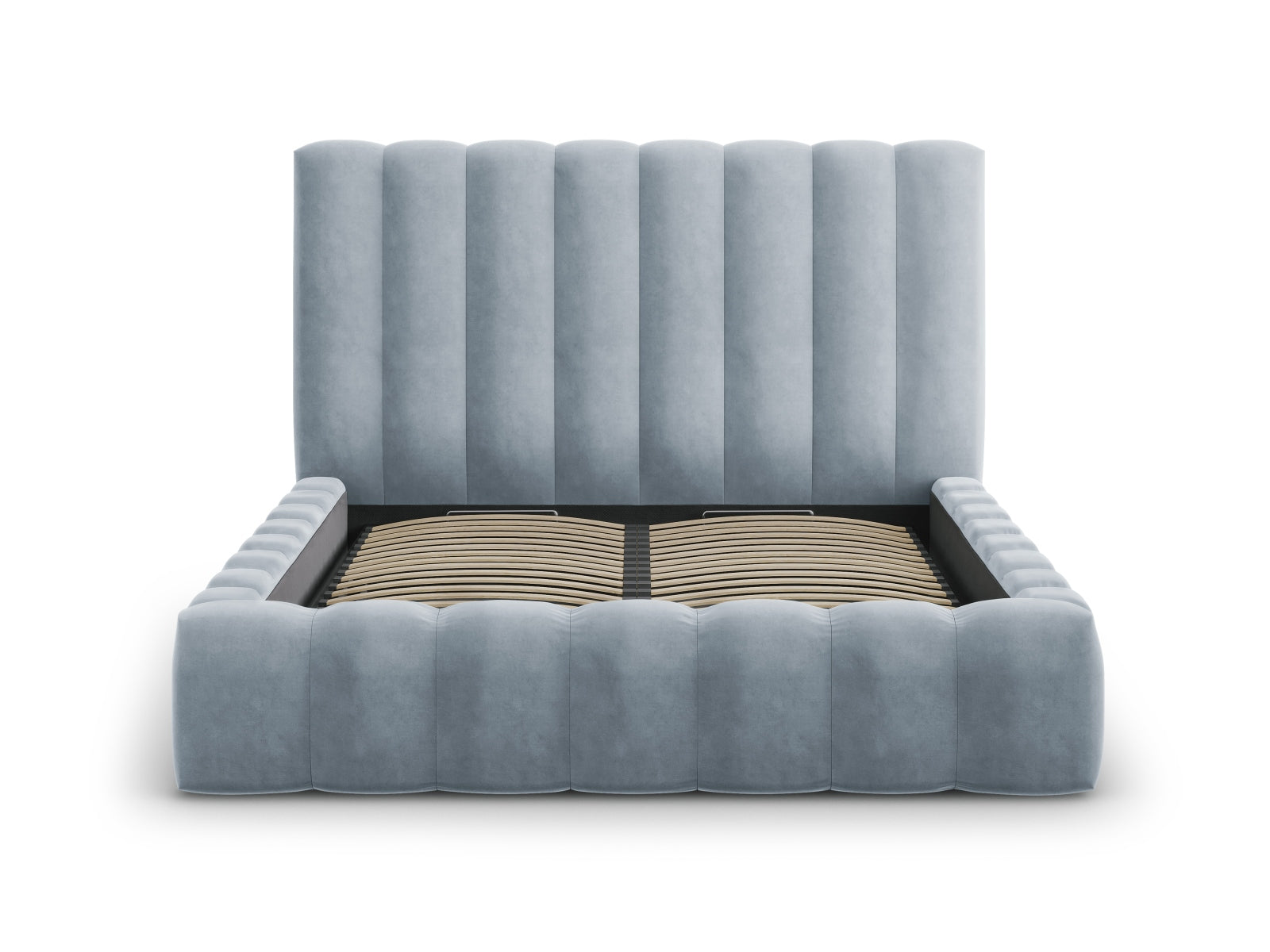 Erleben Sie das elegante Kelp Velour Bett von Micadoni – ideal für Ihr modernes Schlafzimmer, ausgestattet mit praktischem Stauraum und einem komfortablen Headboard.