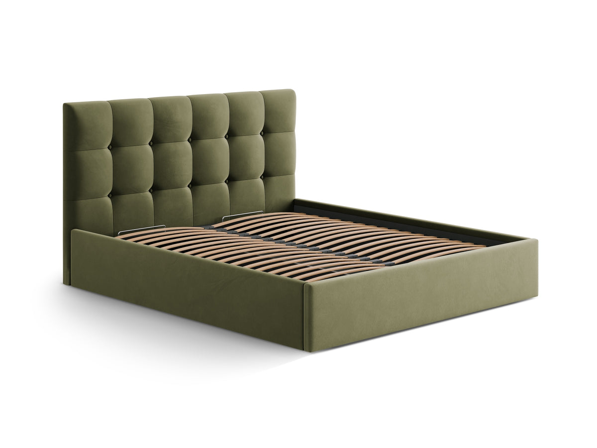 Susan Bett mit Stauraum 200cm in Green-Bluvel präsentiert im Onlineshop von KAQTU Design AG. Bett ist von Micadoni
