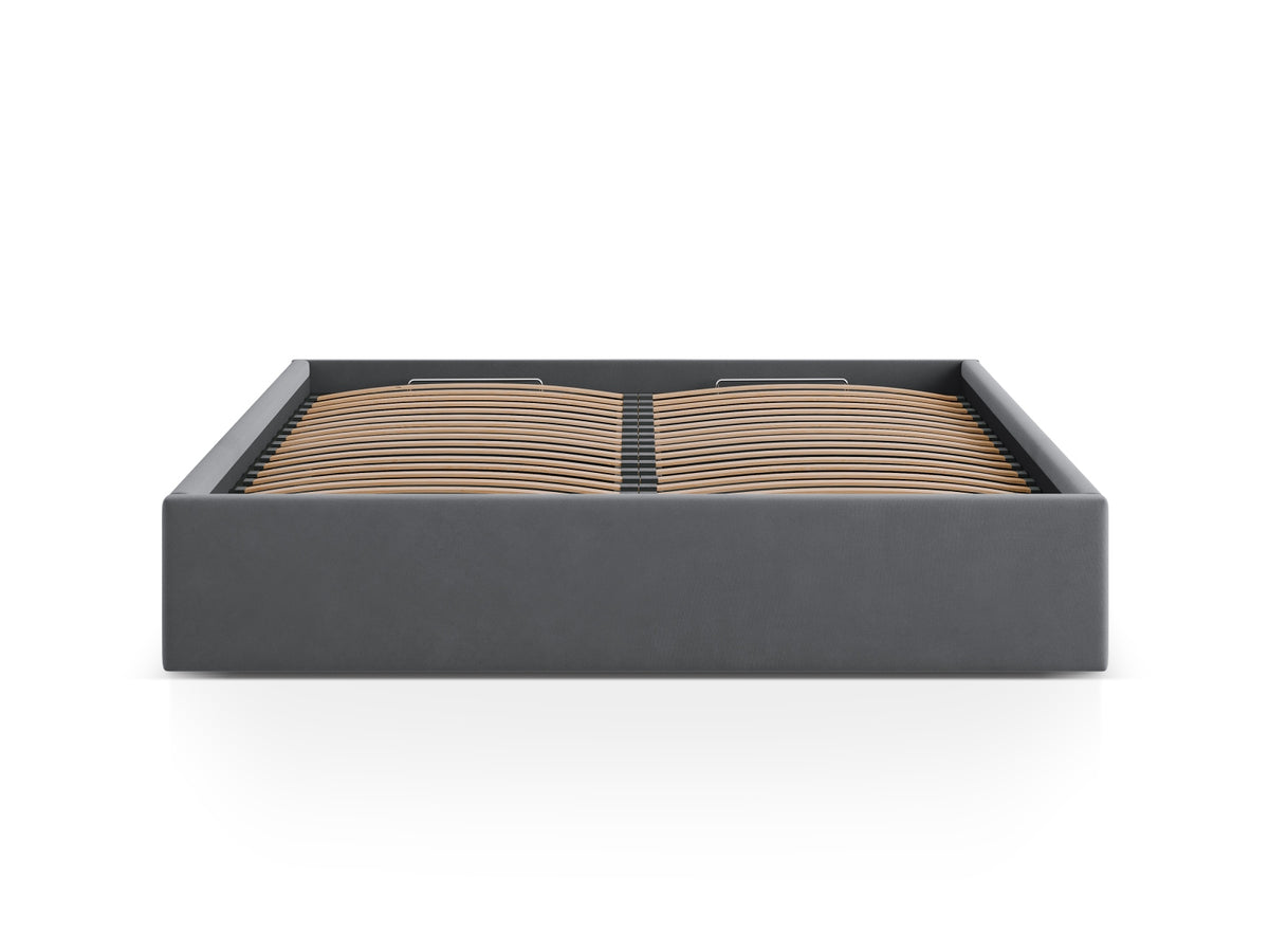 Susan Bett mit Stauraum 200cm in Grey-Bluvel präsentiert im Onlineshop von KAQTU Design AG. Bett ist von Micadoni