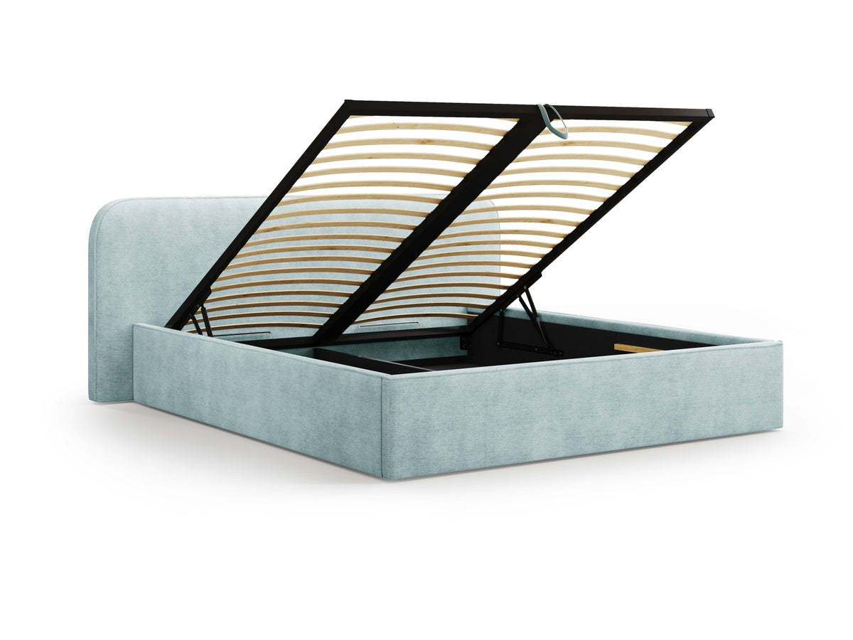 Elizabeth Bett mit Stauraum und Headboard 200cm in Mint-Babel präsentiert im Onlineshop von KAQTU Design AG. Bett ist von Micadoni
