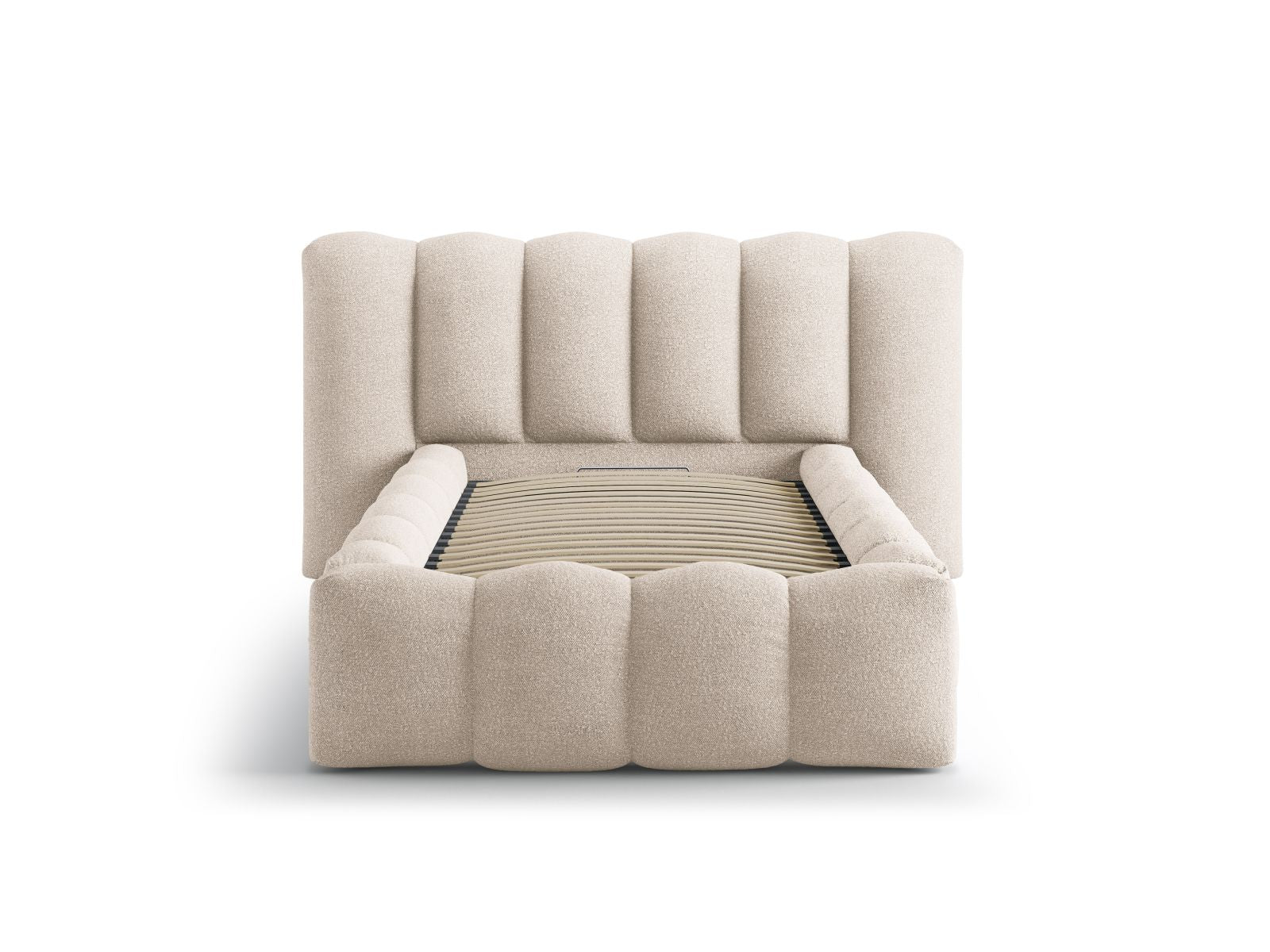 Elegantes Lupine Bett mit praktischem Stauraum und stilvollem Kopfteil in 90cm Breite, ideal für moderne Schlafzimmer.