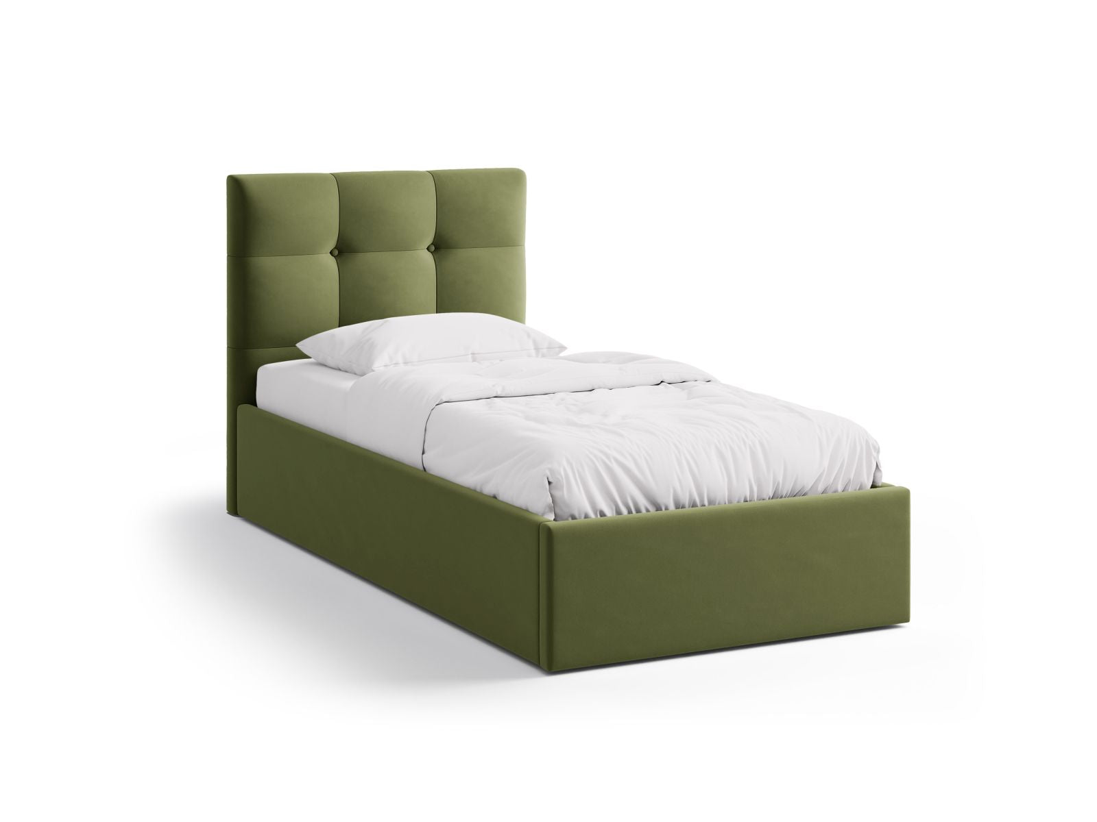 Phaedra Bett mit Stauraum mit Kopfteil 90cm in Army Green-Magic Velvet präsentiert im Onlineshop von KAQTU Design AG. Bett ist von Micadoni