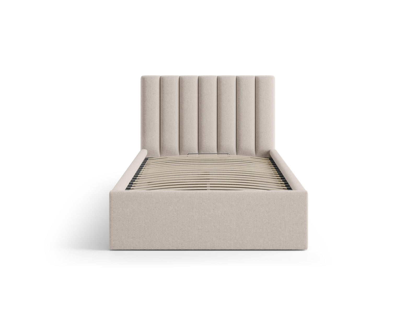 Elegantes Allison Bett mit 90 cm Breite, Stauraum und Kopfteil in Cappuccino-Moly, ideal für stilvolle Schlafzimmerlösungen.