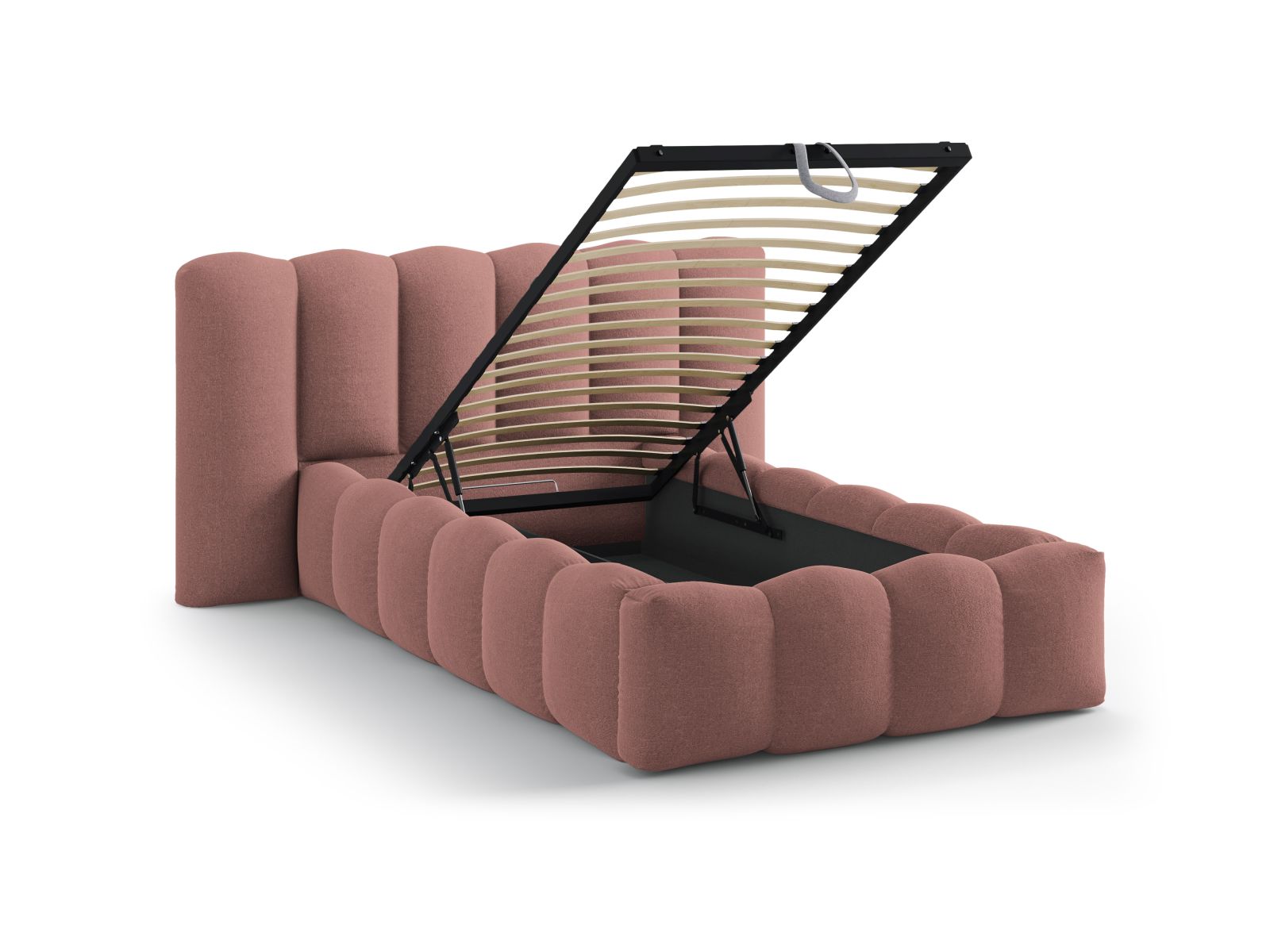 Modernes Micadoni Lupine Bett mit 90 cm Breite, ausgestattet mit einem funktionalen Stauraum und einem ansprechenden Kopfteil für stilvolle Schlafzimmer.