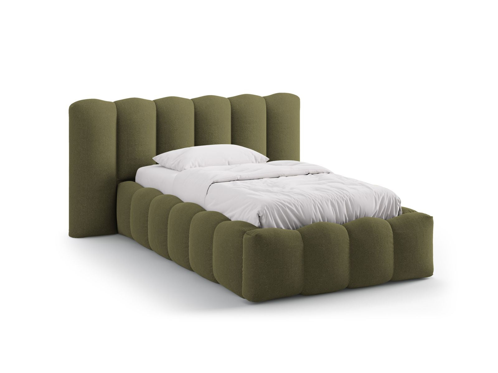 Lupine Bett mit Stauraum mit Kopfteil 90cm in Green-Moly präsentiert im Onlineshop von KAQTU Design AG. Bett ist von Micadoni