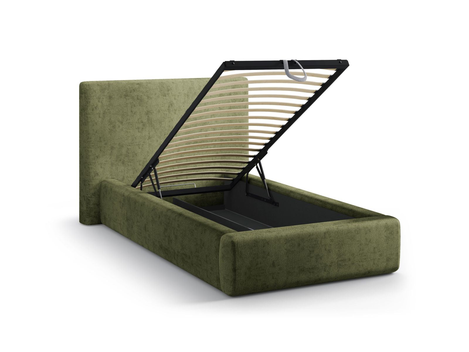 Modernes Amy Bett mit 90 cm Breite, elegantem Kopfteil und cleverem Stauraum, perfekt für ein stilvolles und ordentliches Schlafzimmer.