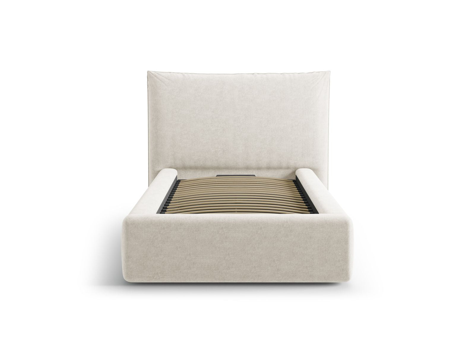 Stylisches Kaelle Bett mit praktischem Stauraum und elegantem Kopfteil in Light Beige, ideal für moderne Schlafzimmer.