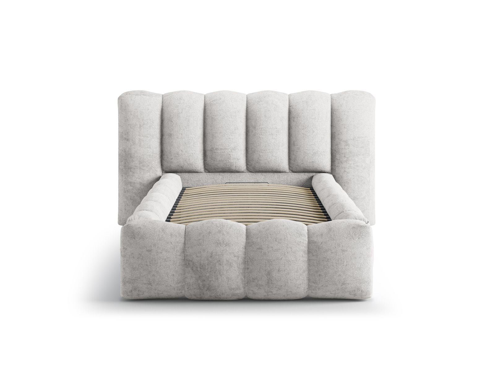 Elegantes Lupine Bett mit praktischem Stauraum und stilvollem Kopfteil in Light Grey, ideal für moderne Schlafzimmer.