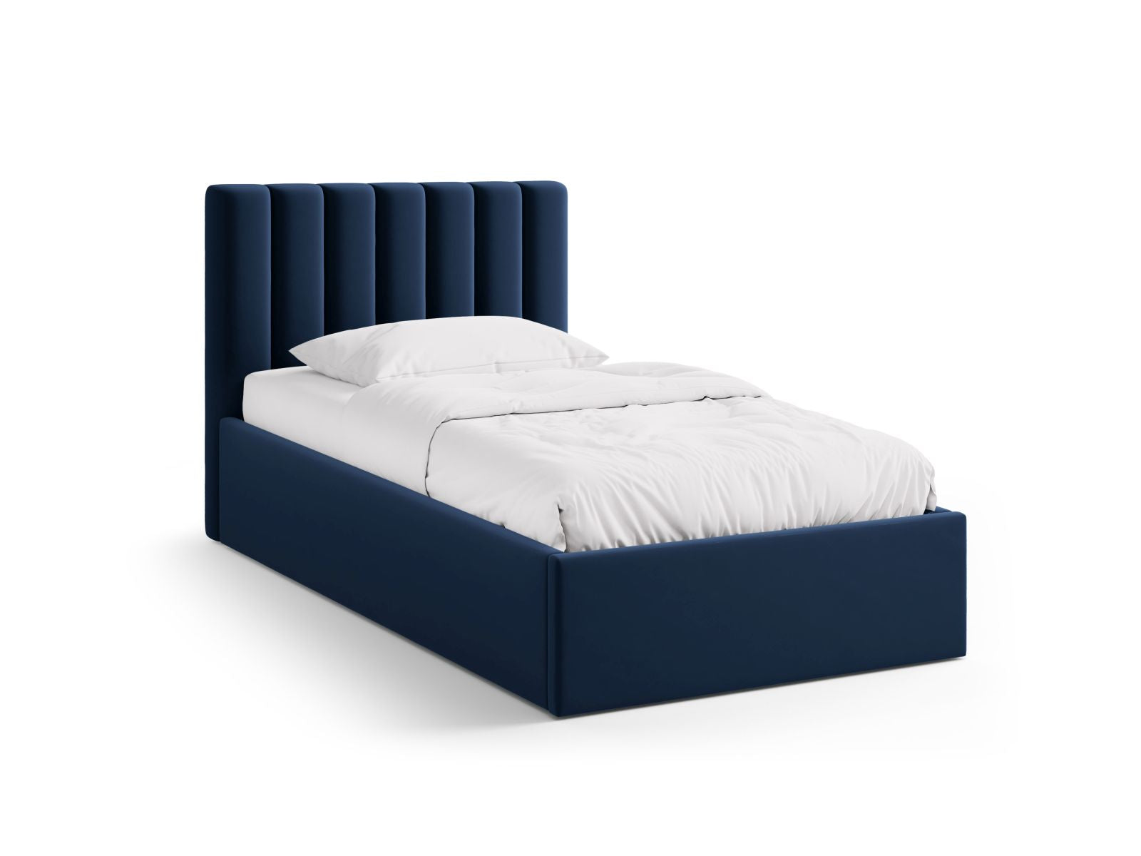 Allison Bett mit Stauraum mit Kopfteil 90cm in Royal Blue-Bluvel präsentiert im Onlineshop von KAQTU Design AG. Bett ist von Micadoni