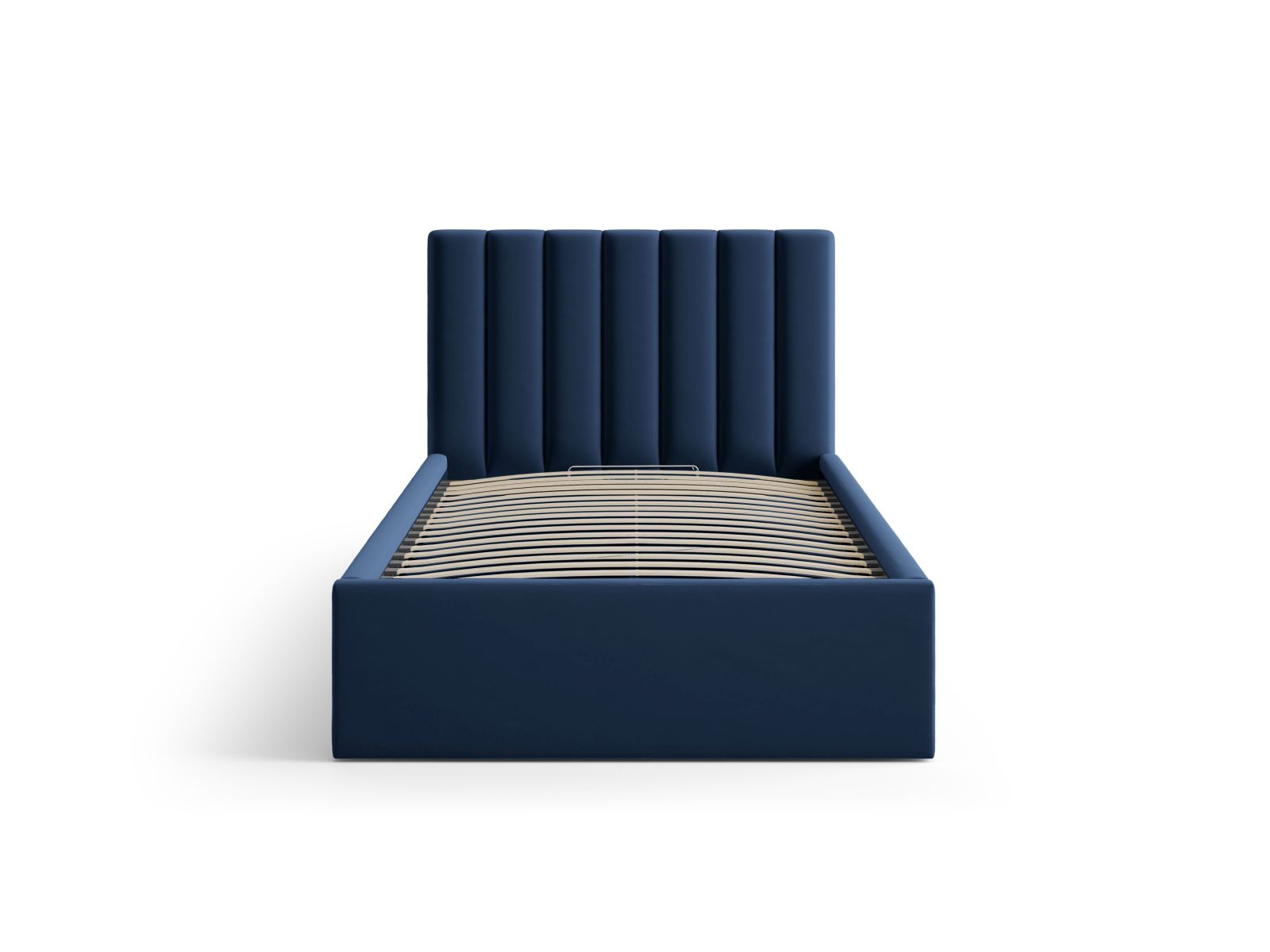 Elegantes Allison Bett mit praktischem Stauraum und stilvollem Kopfteil in Royal Blue-Bluvel, ideal für moderne Schlafzimmer.