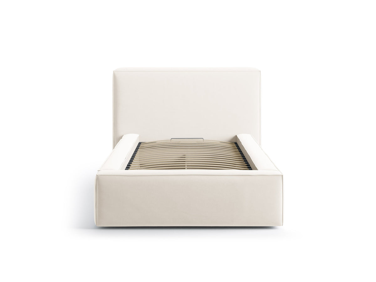 Jodie Bett mit Stauraum mit Kopfteil 90cm in Light Beige-Bluvel präsentiert im Onlineshop von KAQTU Design AG. Bett ist von Micadoni