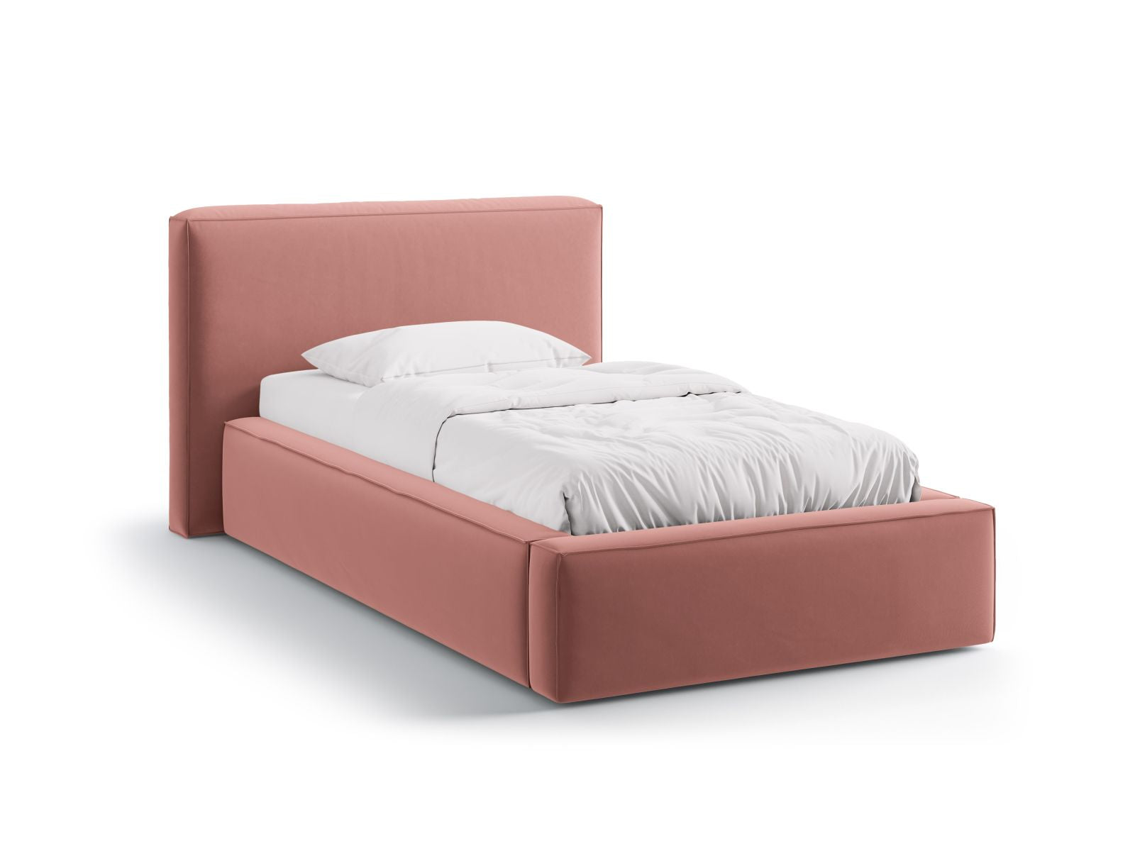 Jodie Bett mit Stauraum mit Kopfteil 90cm in Pink-Bluvel präsentiert im Onlineshop von KAQTU Design AG. Bett ist von Micadoni