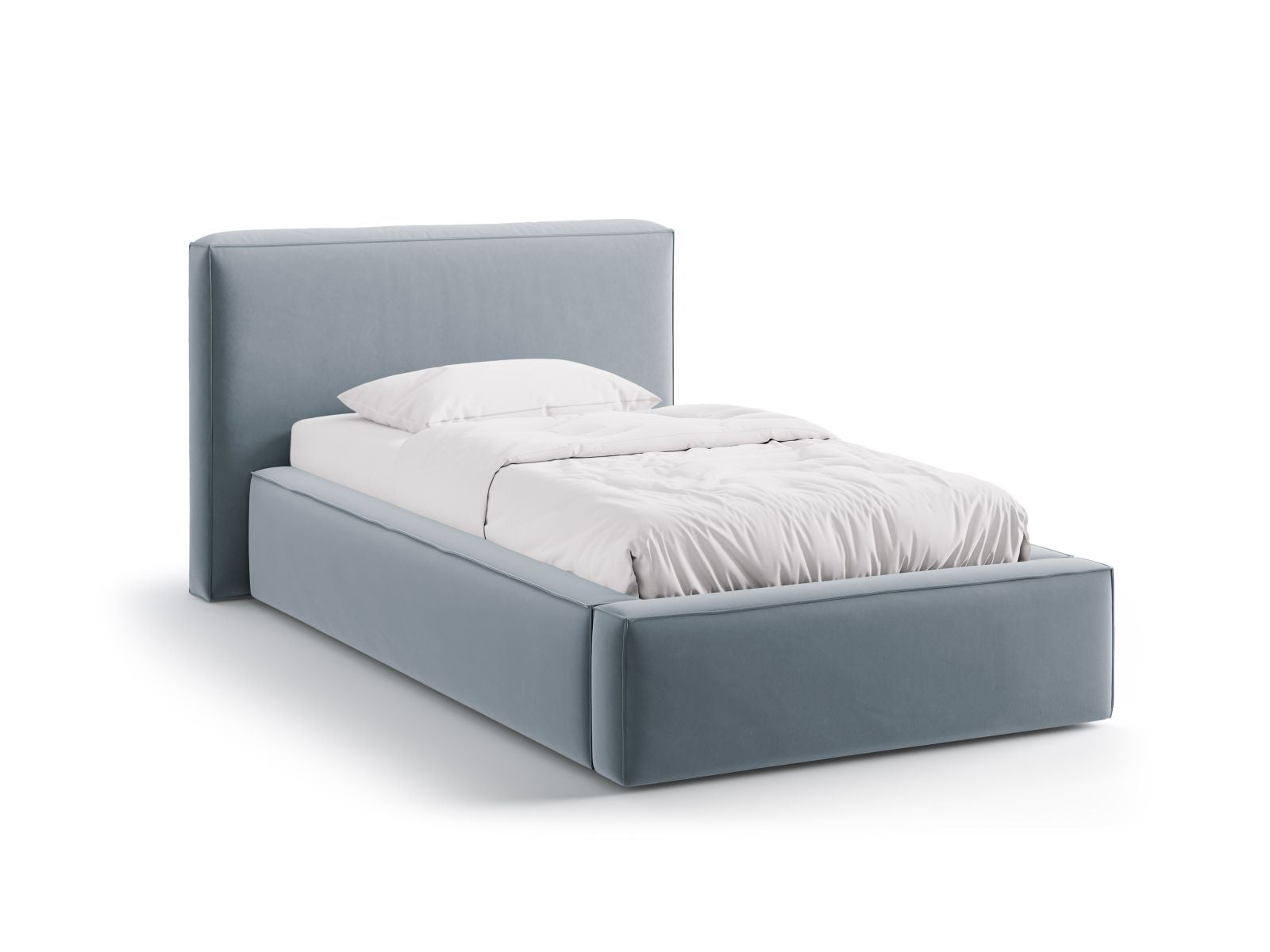 Jodie Bett mit Stauraum mit Kopfteil 90cm in Light Blue-Bluvel präsentiert im Onlineshop von KAQTU Design AG. Bett ist von Micadoni
