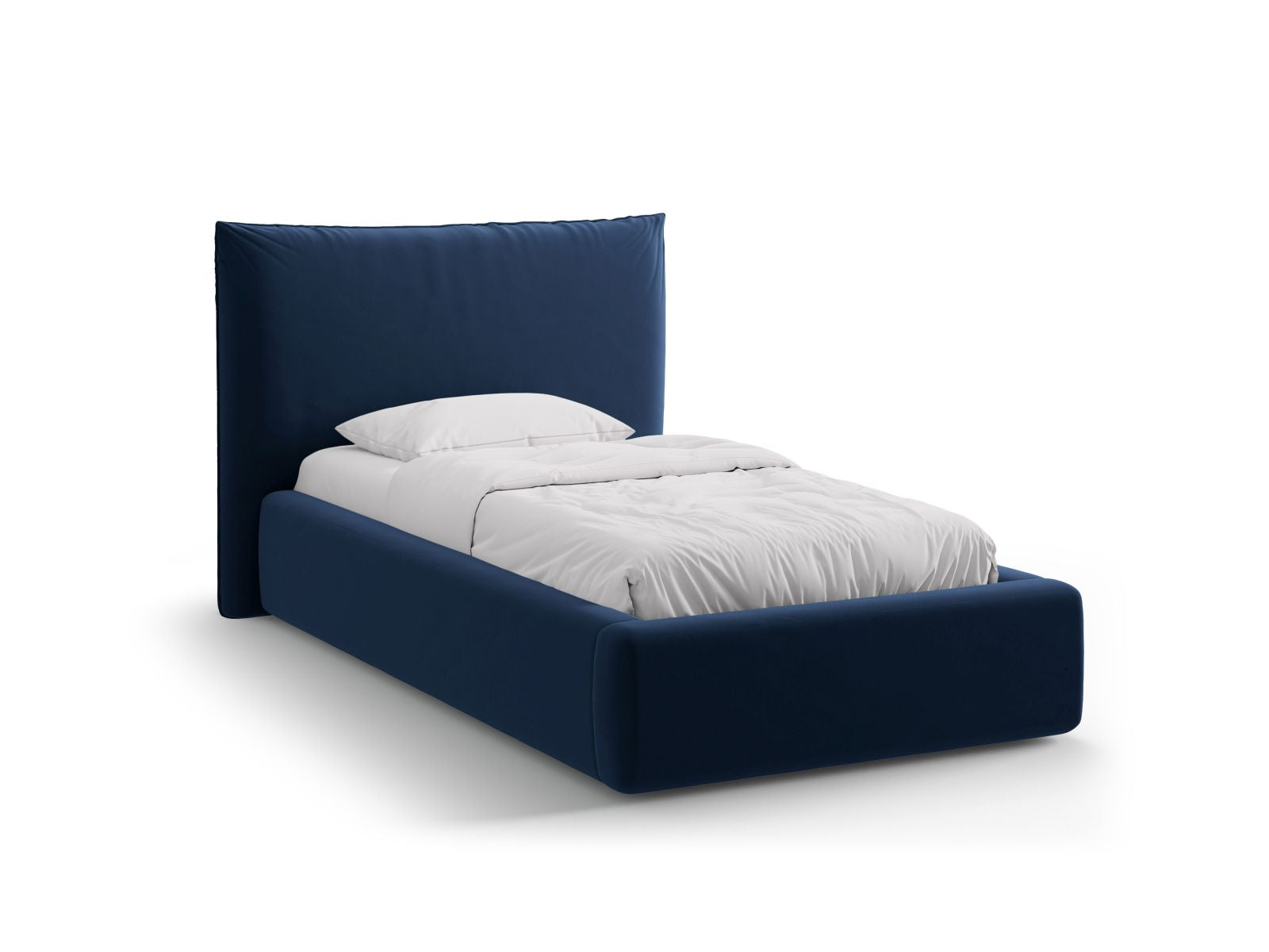 Kaelle Bett mit Stauraum mit Kopfteil 90cm in Royal Blue-Bluvel präsentiert im Onlineshop von KAQTU Design AG. Bett ist von Micadoni