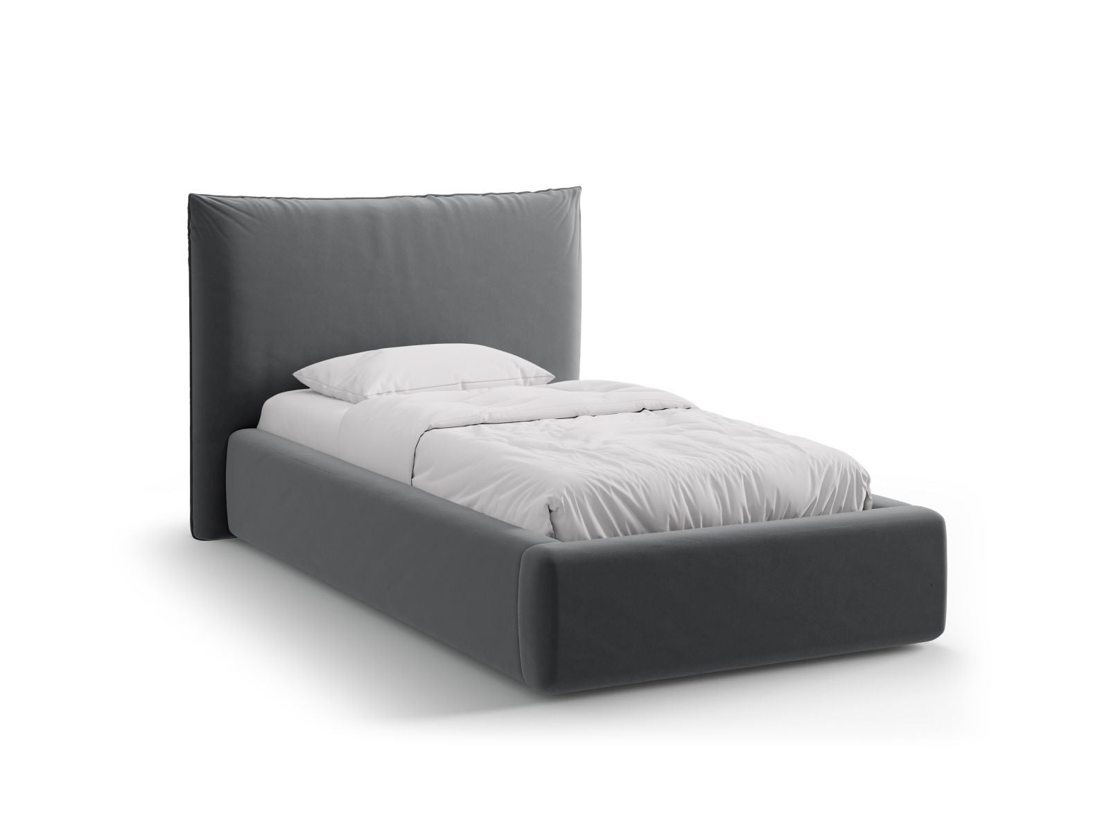 Kaelle Bett mit Stauraum mit Kopfteil 90cm in Grey-Bluvel präsentiert im Onlineshop von KAQTU Design AG. Bett ist von Micadoni