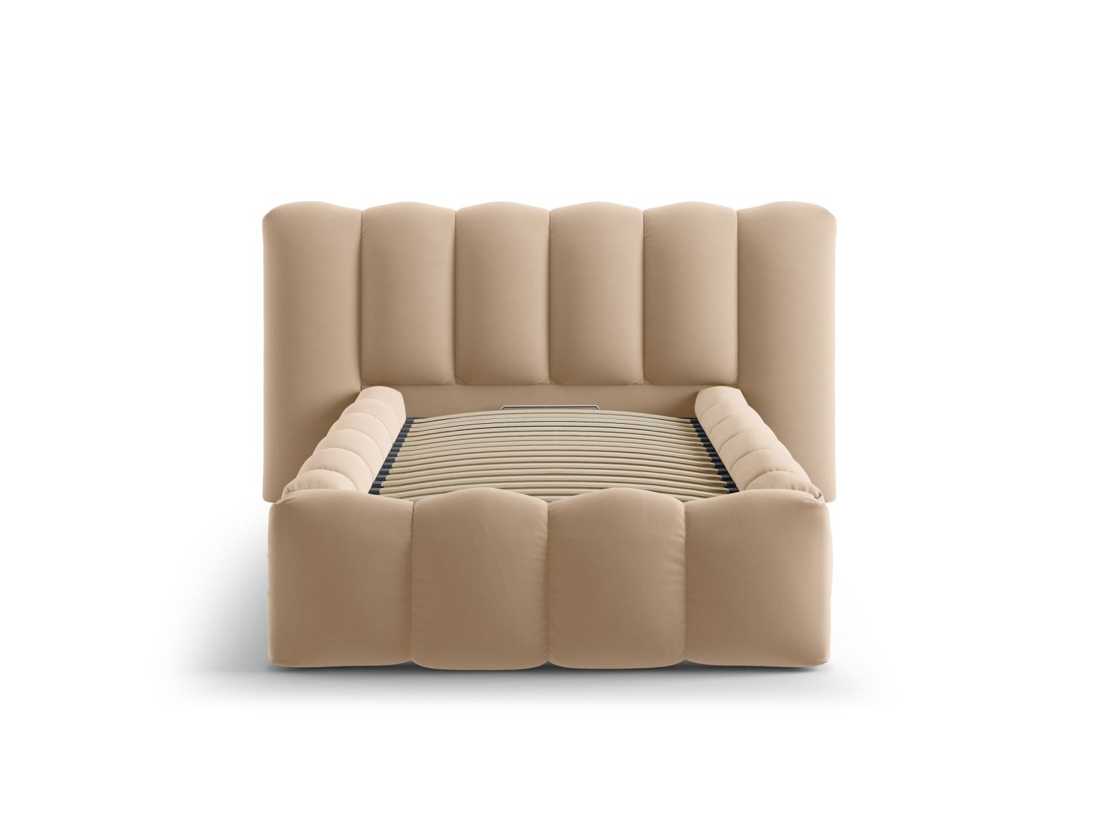 Elegantes Lupine Bett mit praktischem Stauraum und stilvollem Kopfteil in Sand-Paris, ideal für moderne Schlafzimmer.