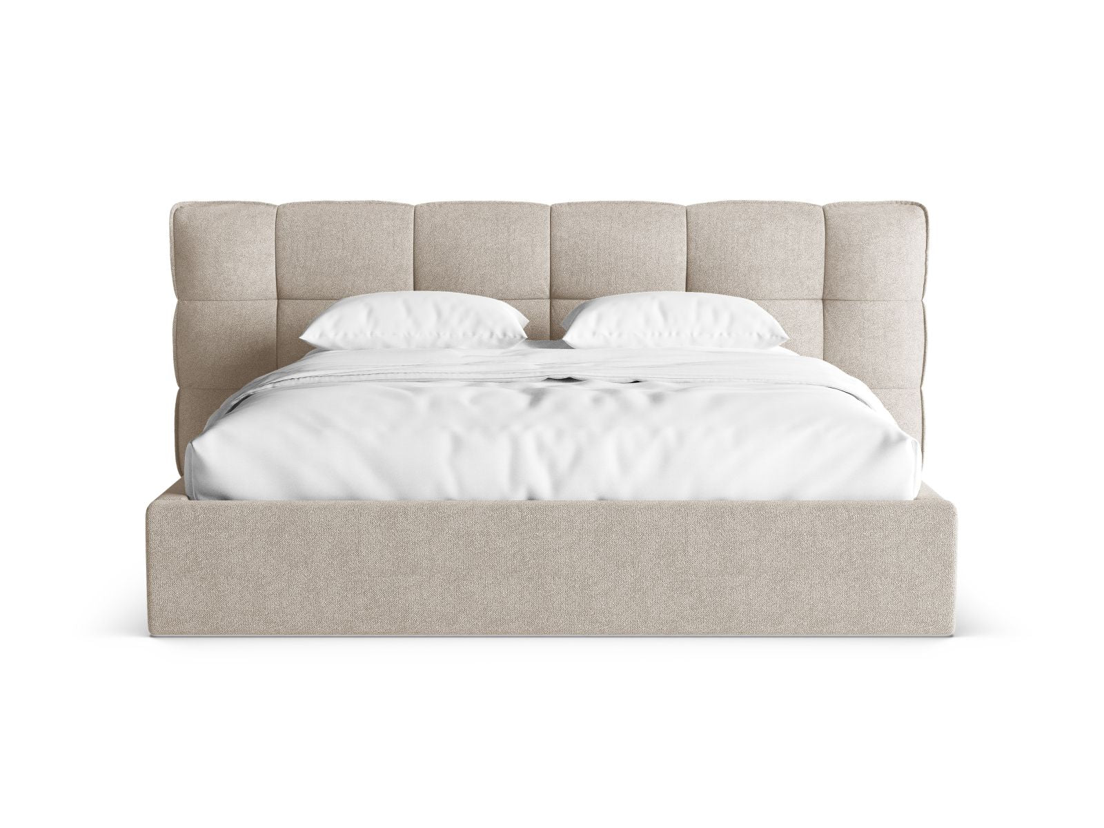 Stylisches Eric Bett mit praktischem Stauraum und elegantem Kopfteil in 140 cm Breite, ideal für moderne Schlafzimmer. Von Micadoni.