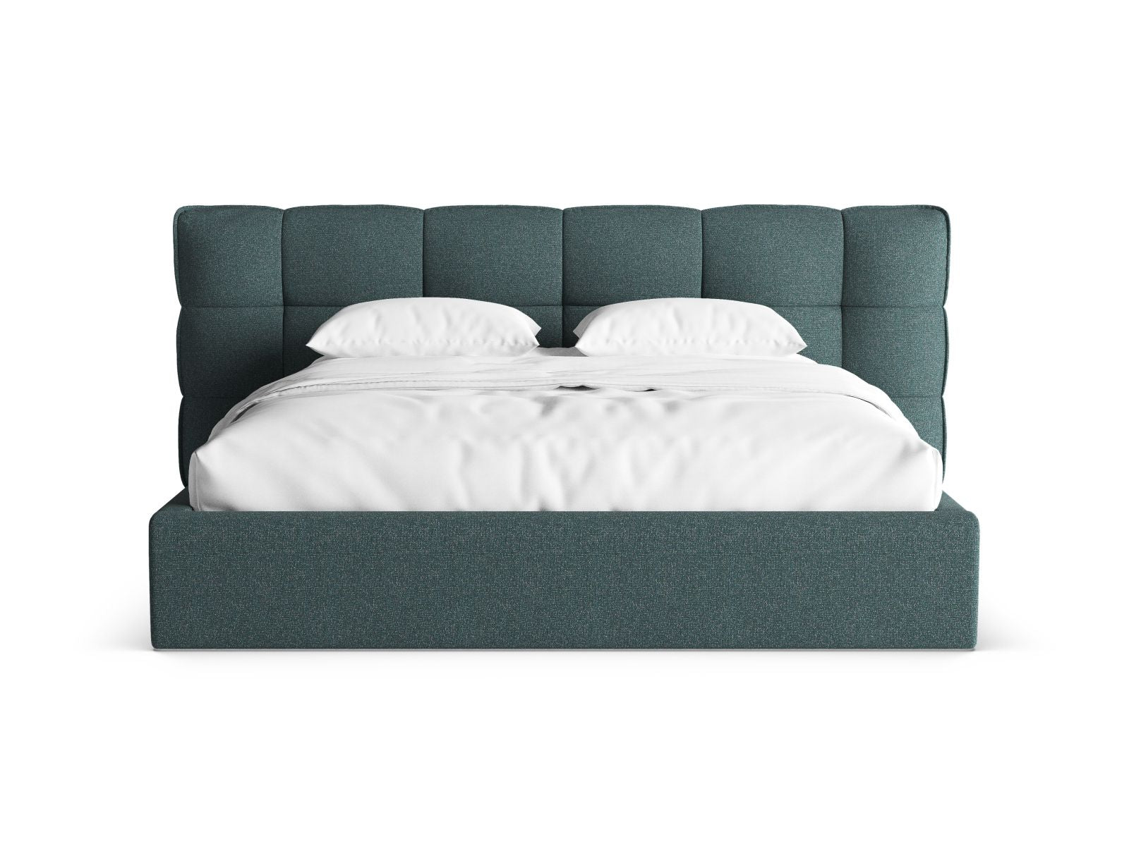 Stylisches Eric Bett mit praktischem Stauraum und elegantem Kopfteil in Green Blue Melange von Micadoni, ideal für moderne Schlafzimmer.