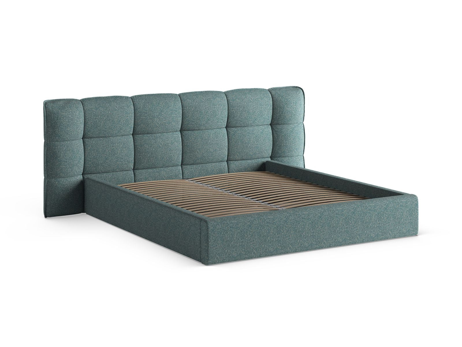 Elegantes Eric Bett mit praktischem Stauraum und stilvollem Kopfteil, ideal für kompakte Schlafzimmer mit 140 cm Breite.