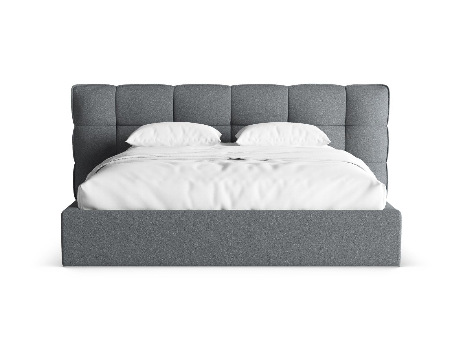 Stylisches Eric Bett mit praktischem Stauraum und elegantem Kopfteil in Dunkelgrau, ideal für moderne Schlafzimmer. Von Micadoni.