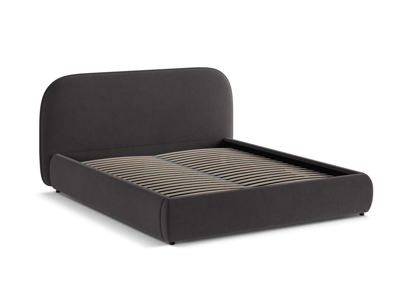 Modernes Murada Bett in elegantem Dunkelgrau, ausgestattet mit praktischem Stauraum und einem stilvollen Kopfteil für komfortable Nächte.
