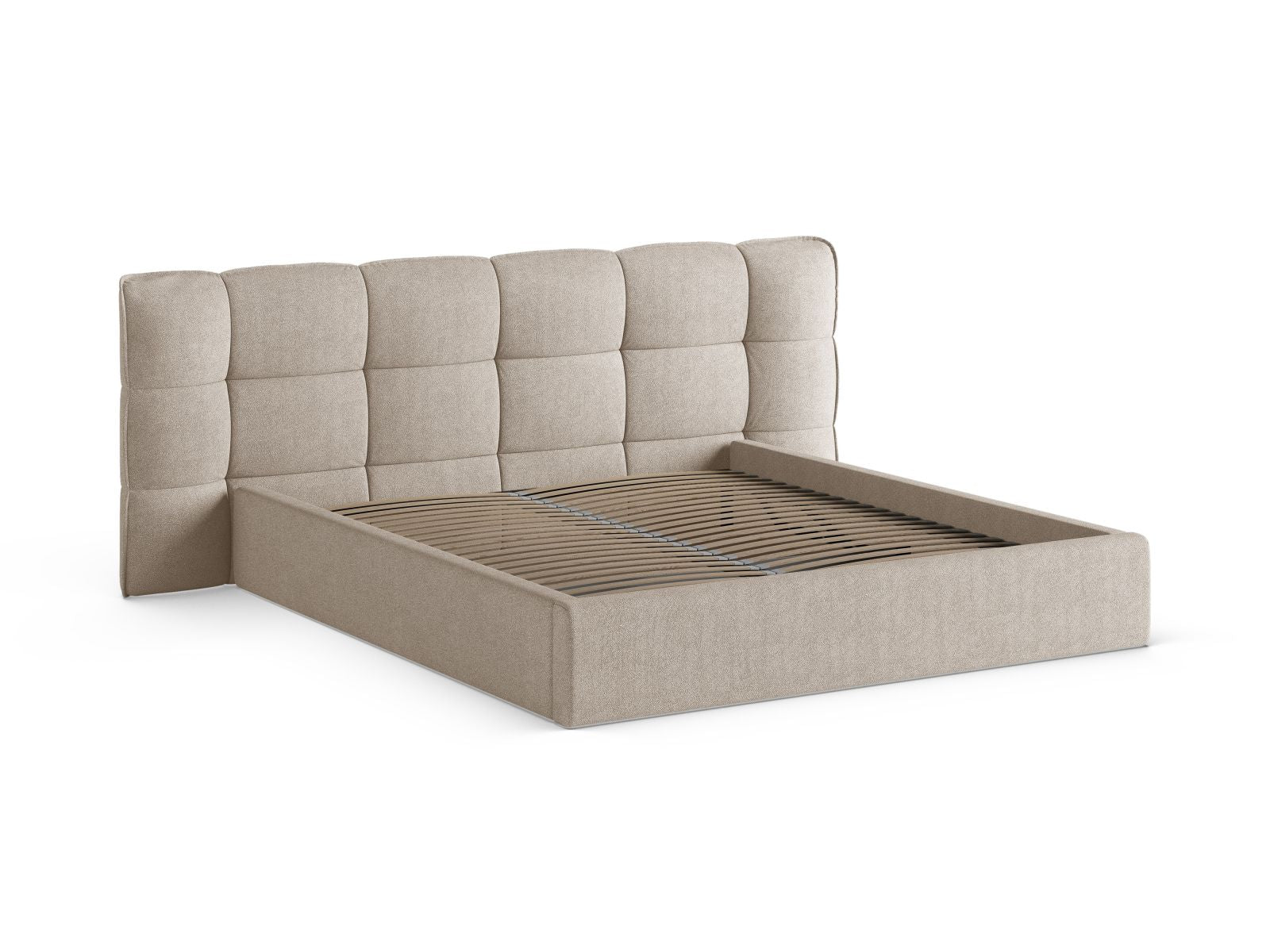 Elegantes Eric Bett mit 160 cm Breite, ausgestattet mit praktischem Stauraum und einem ansprechenden Kopfteil für zeitgemäße Schlafzimmer.