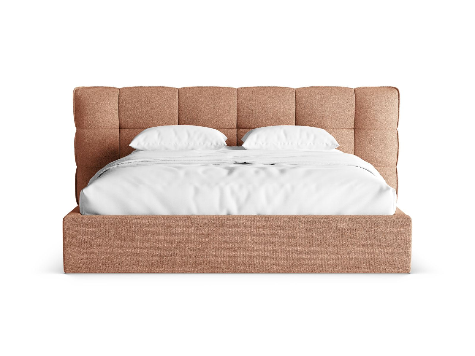 Stylisches Eric Bett mit 180 cm Breite, Stauraum und elegantem Kopfteil in Peach-Sicuro, ideal für modernes Wohnen.