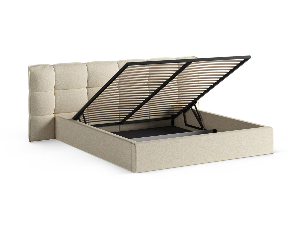 Eric Bett mit Stauraum mit Kopfteil 200cm in Light Beige Melange-Puente präsentiert im Onlineshop von KAQTU Design AG. Bett ist von Micadoni